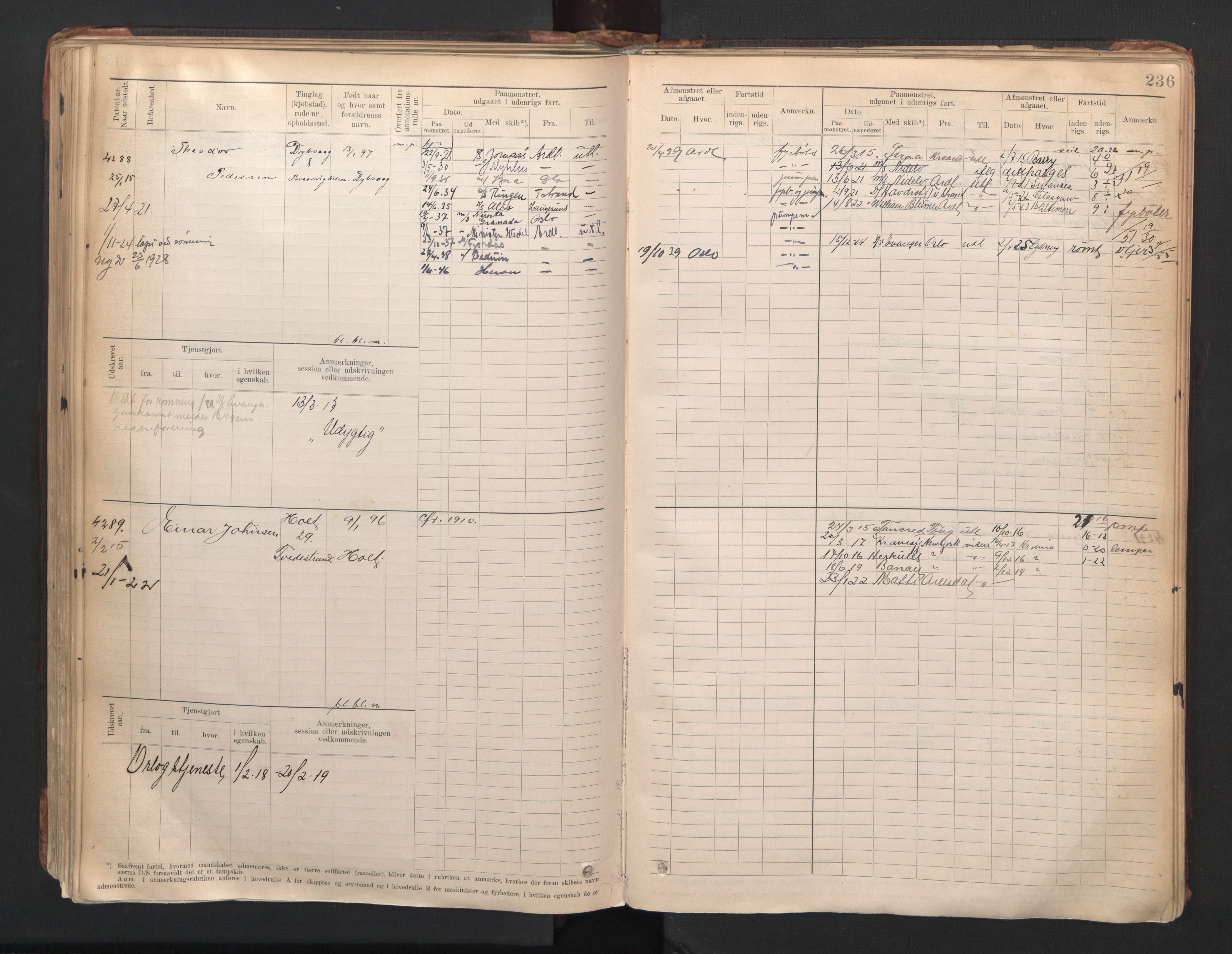 Tvedestrand mønstringskrets, SAK/2031-0011/F/Fb/L0006: Hovedrulle A nr 3818-4409, R-7, 1905-1948, p. 241