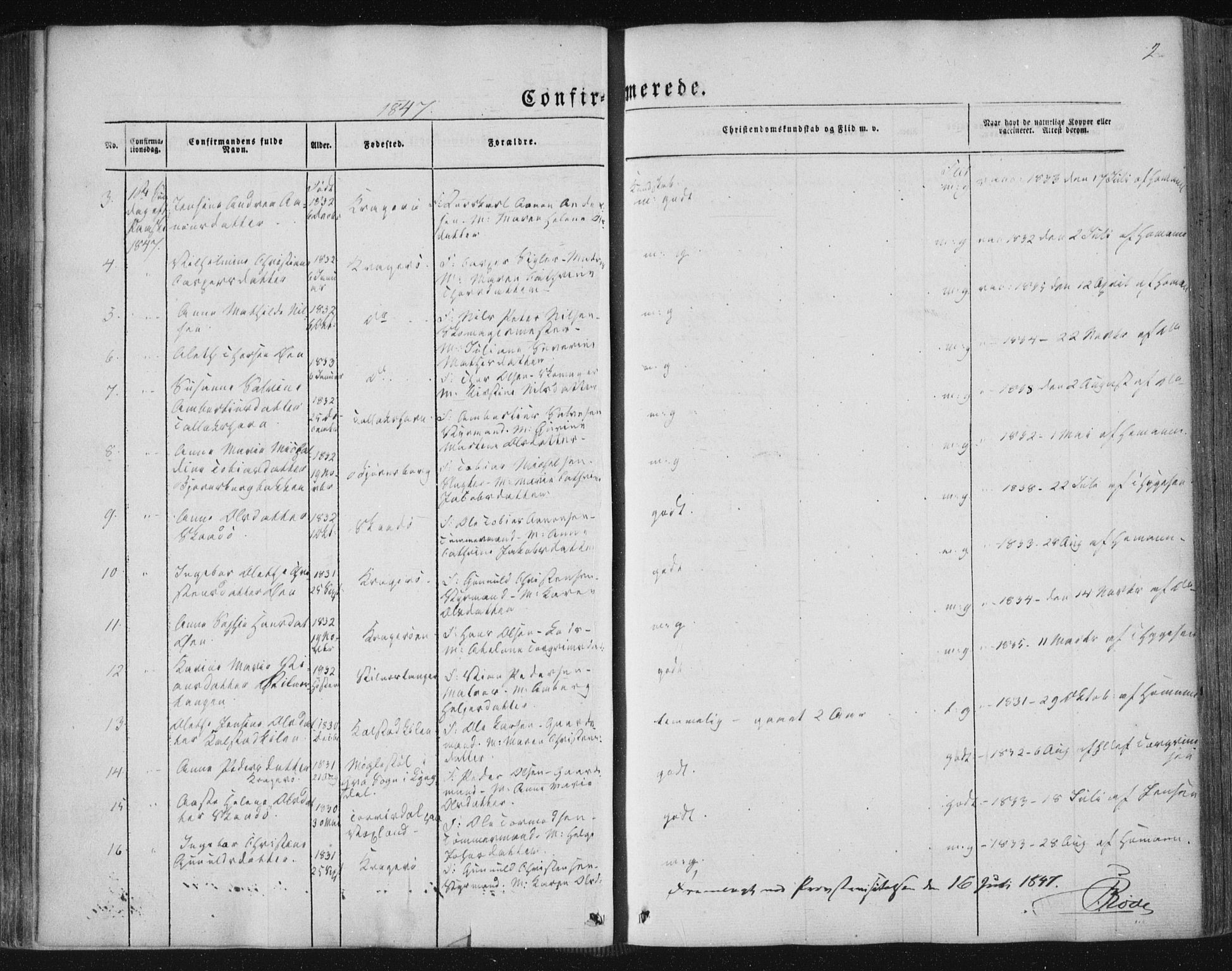 Kragerø kirkebøker, AV/SAKO-A-278/F/Fa/L0006: Parish register (official) no. 6, 1847-1861, p. 2