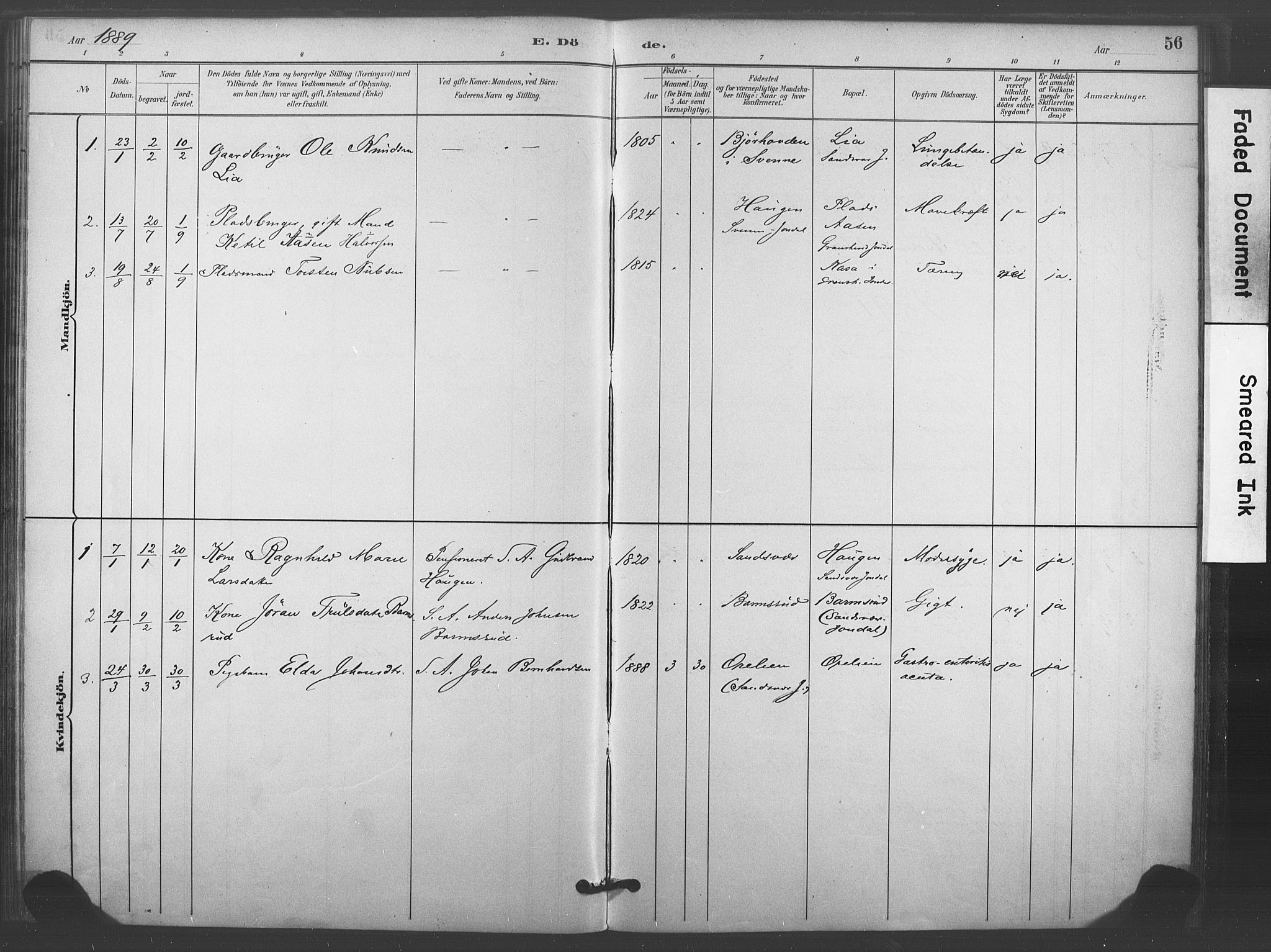 Kongsberg kirkebøker, SAKO/A-22/F/Fc/L0001: Parish register (official) no. III 1, 1883-1897, p. 56