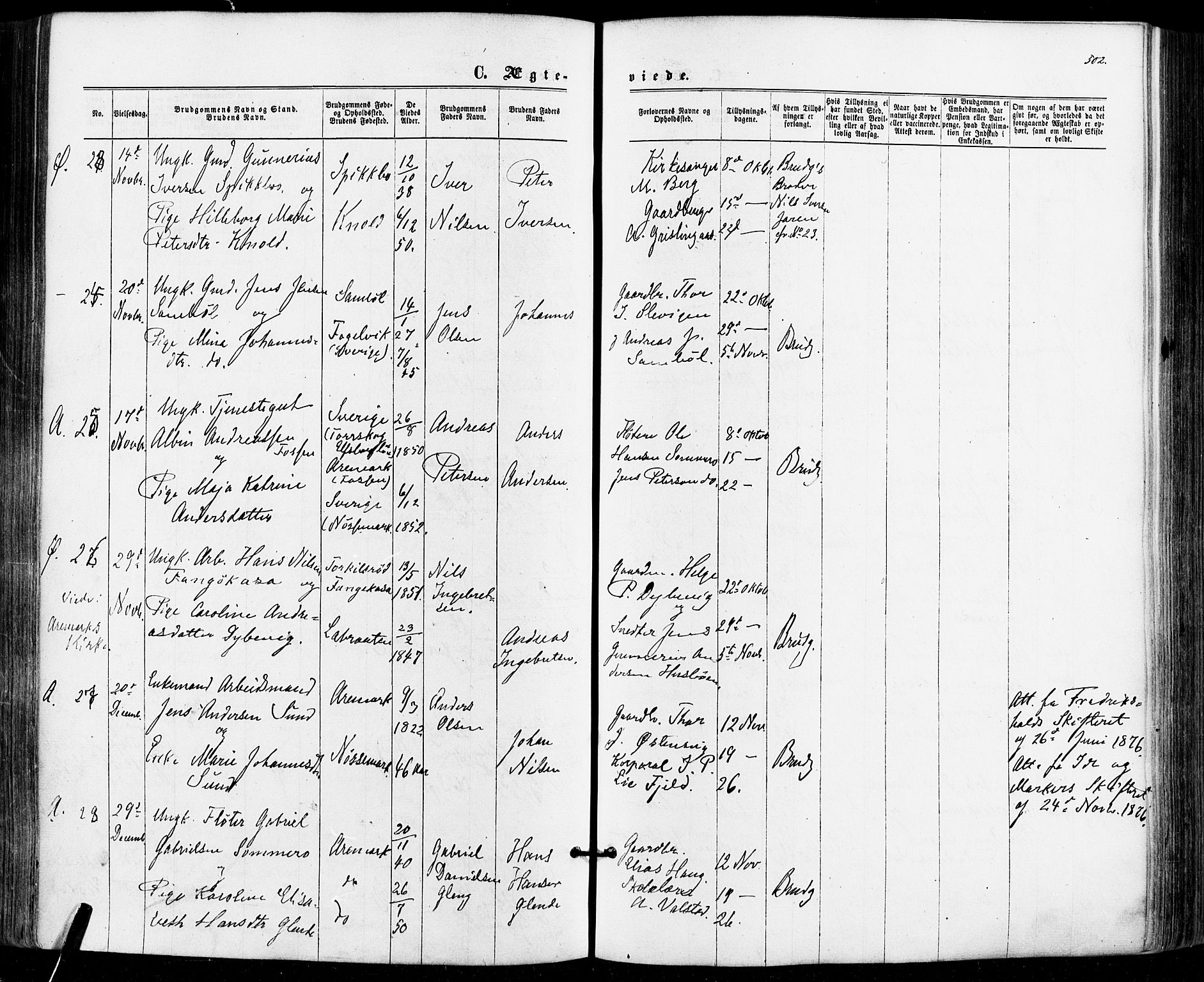 Aremark prestekontor Kirkebøker, SAO/A-10899/F/Fc/L0004: Parish register (official) no. III 4, 1866-1877, p. 501-502
