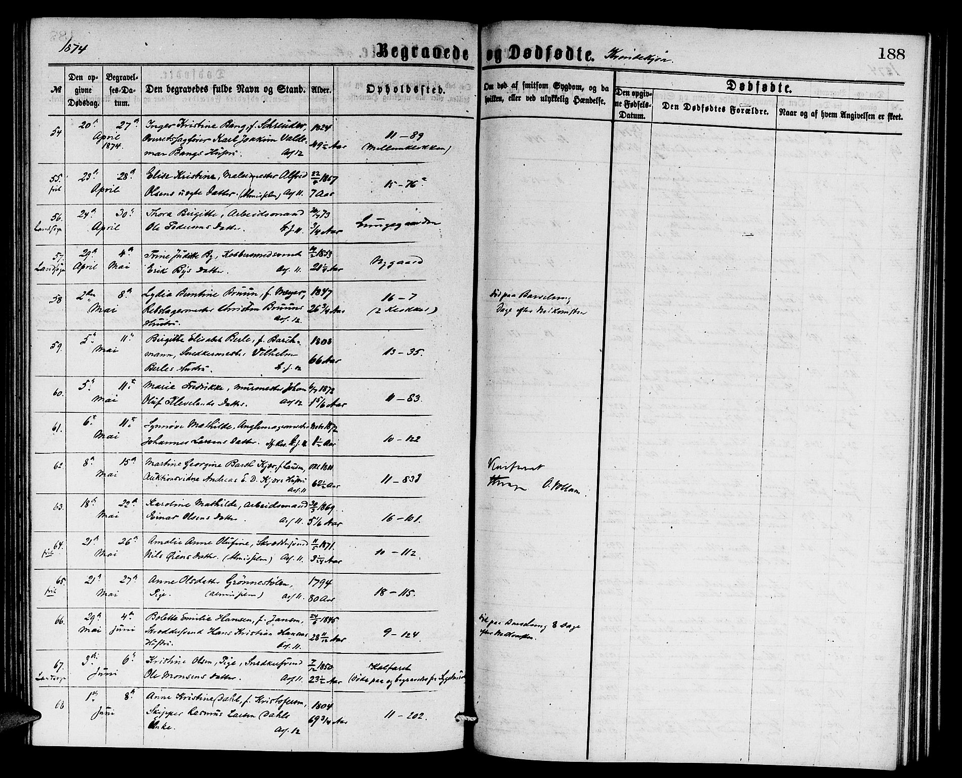 Domkirken sokneprestembete, AV/SAB-A-74801/H/Hab/L0040: Parish register (copy) no. E 4, 1868-1877, p. 188