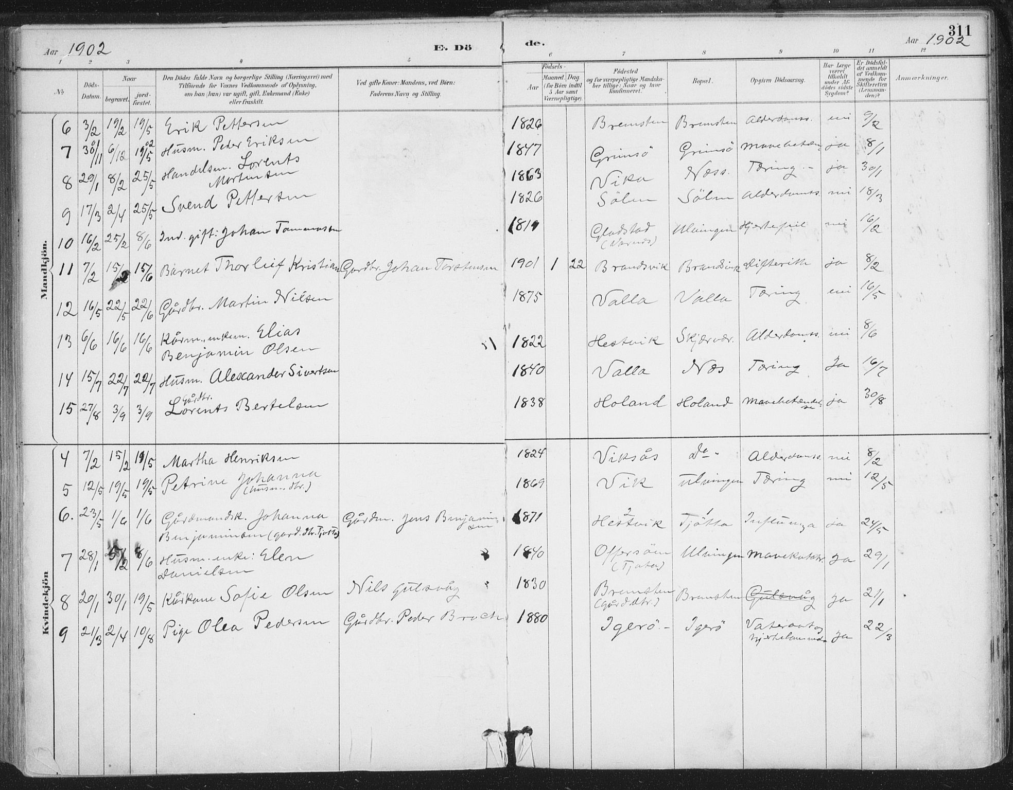 Ministerialprotokoller, klokkerbøker og fødselsregistre - Nordland, AV/SAT-A-1459/816/L0244: Parish register (official) no. 816A10, 1886-1903, p. 311