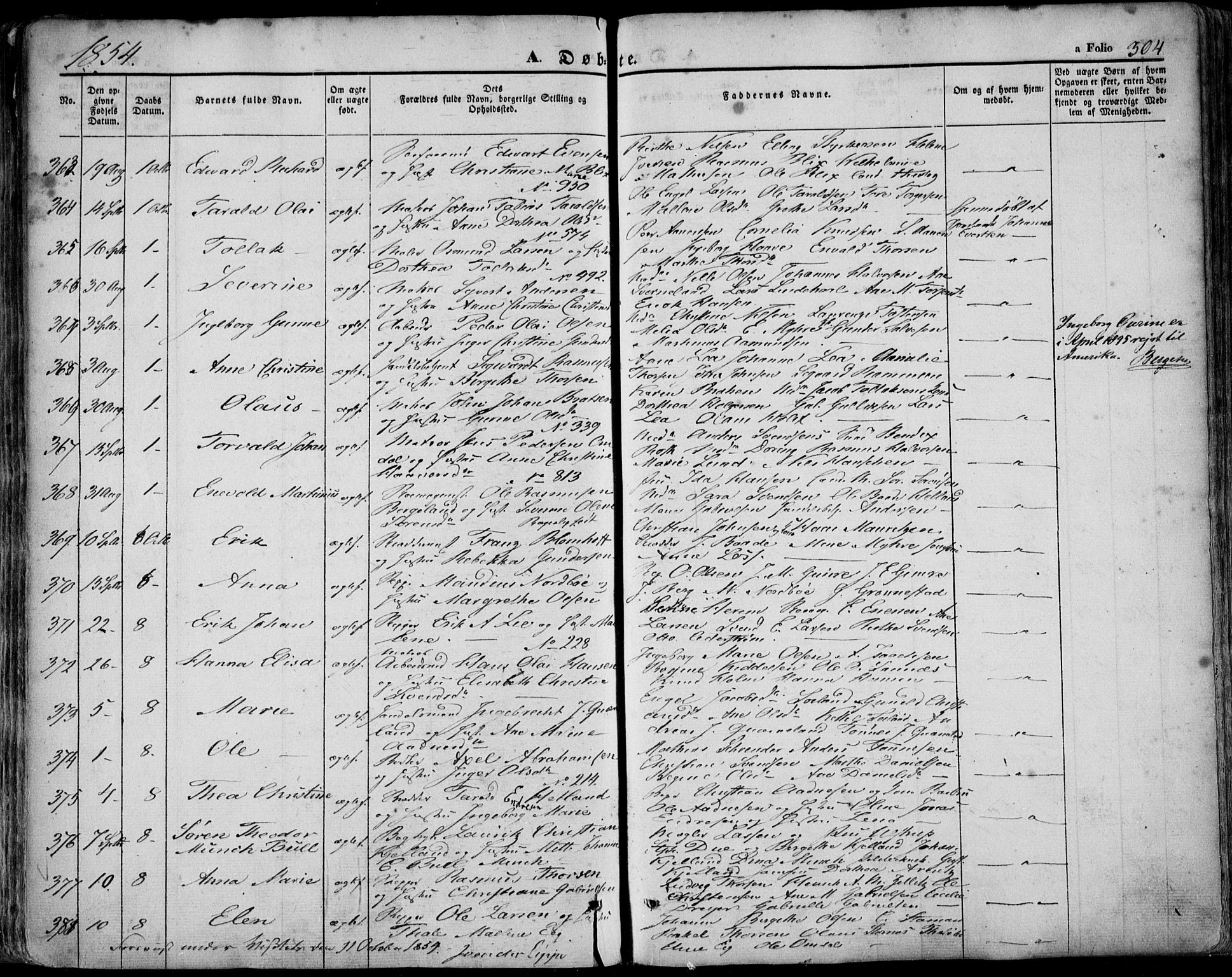 Domkirken sokneprestkontor, SAST/A-101812/001/30/30BA/L0016: Parish register (official) no. A 15, 1844-1854, p. 304
