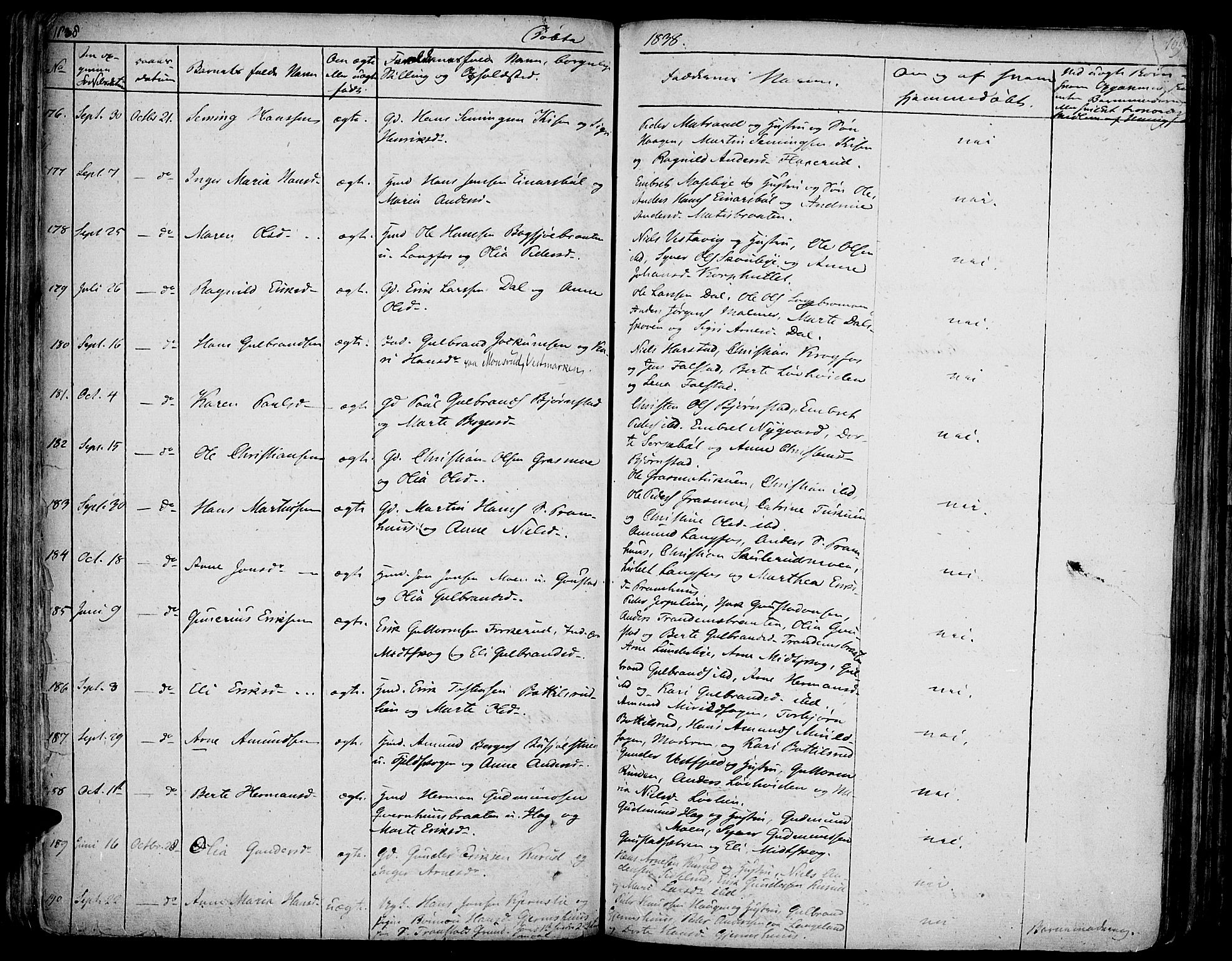 Vinger prestekontor, AV/SAH-PREST-024/H/Ha/Haa/L0007: Parish register (official) no. 7, 1826-1839, p. 169