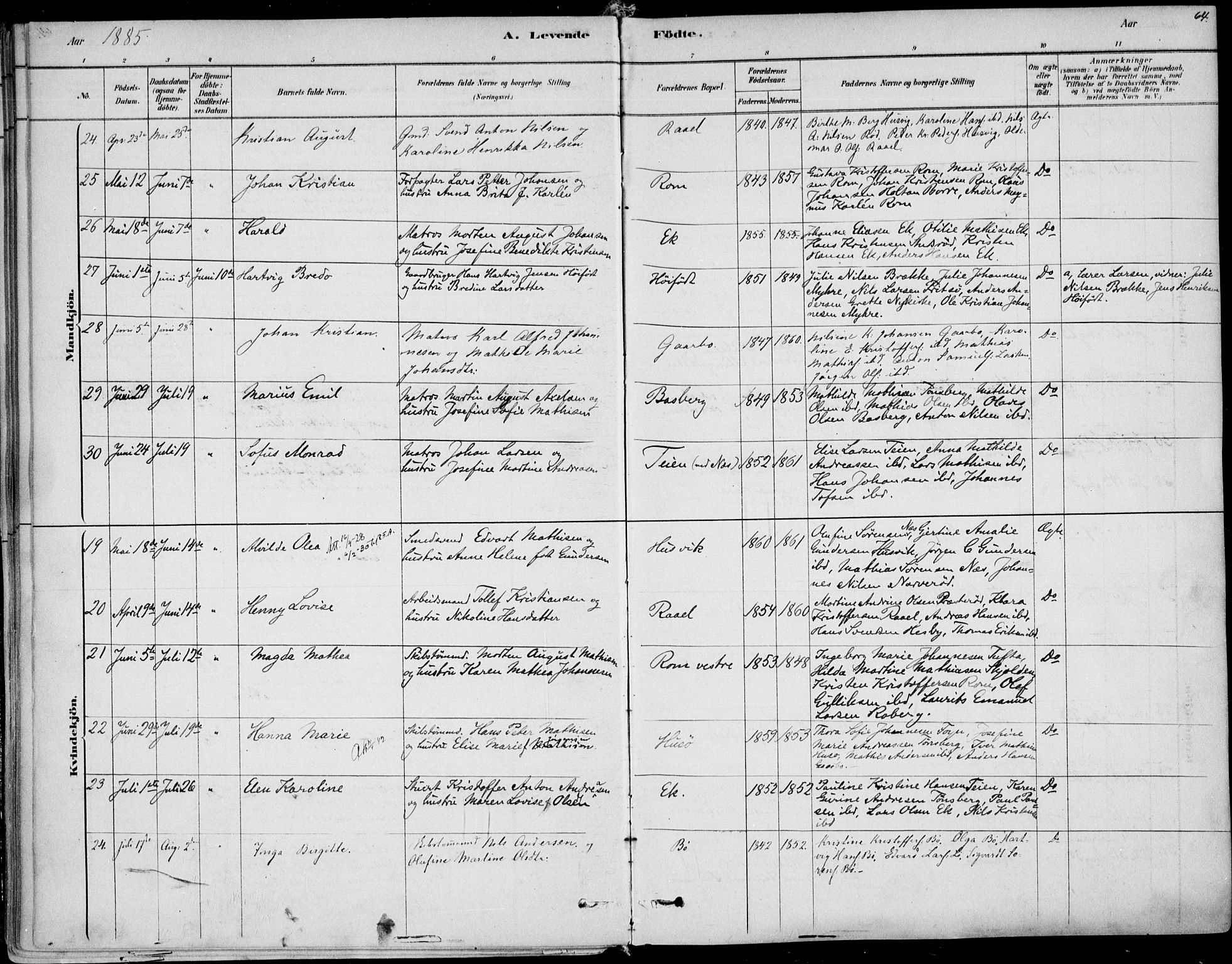 Sem kirkebøker, AV/SAKO-A-5/F/Fb/L0004: Parish register (official) no. II 4, 1878-1891, p. 64