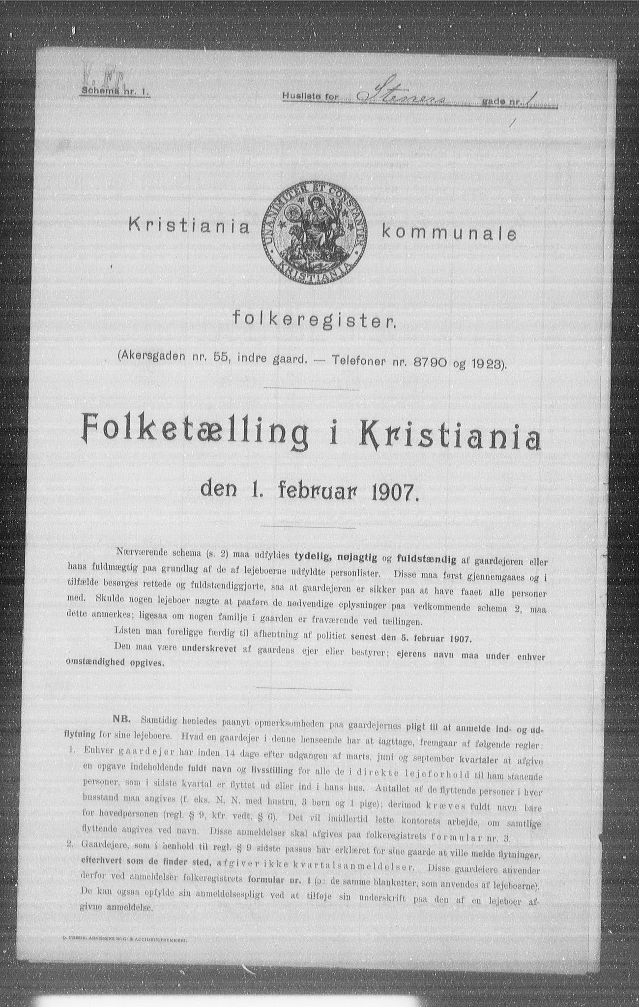 OBA, Municipal Census 1907 for Kristiania, 1907, p. 51652