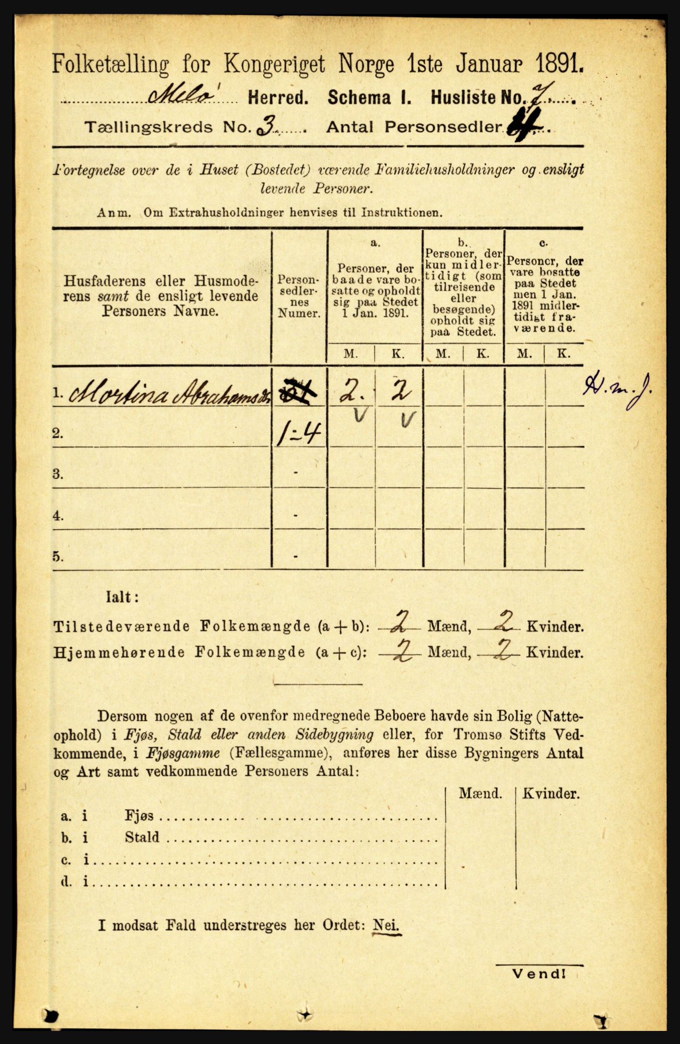 RA, 1891 census for 1837 Meløy, 1891, p. 852