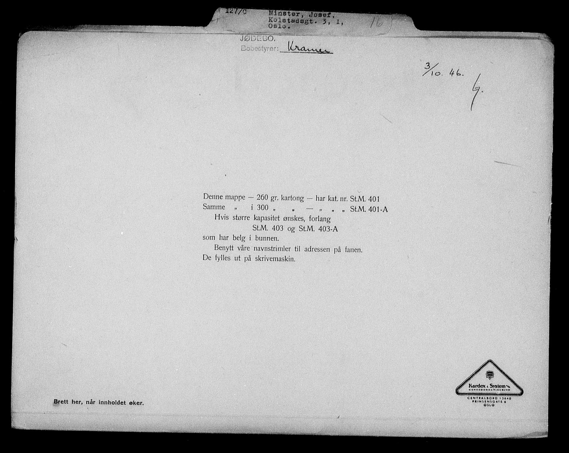 Justisdepartementet, Tilbakeføringskontoret for inndratte formuer, AV/RA-S-1564/H/Hc/Hcc/L0965: --, 1945-1947, p. 554
