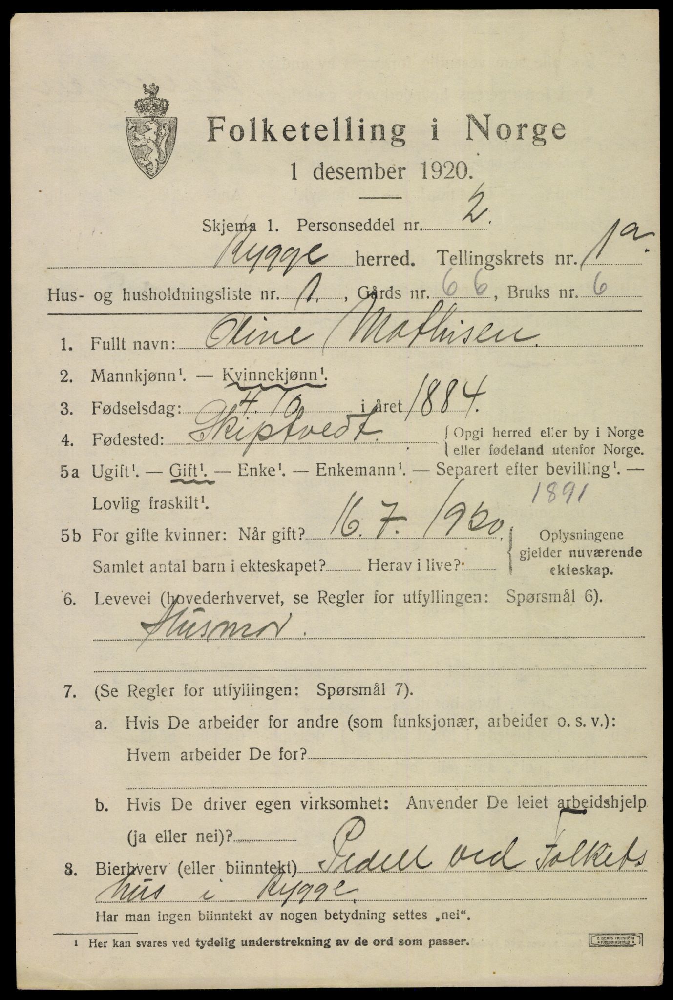 SAO, 1920 census for Rygge, 1920, p. 4135