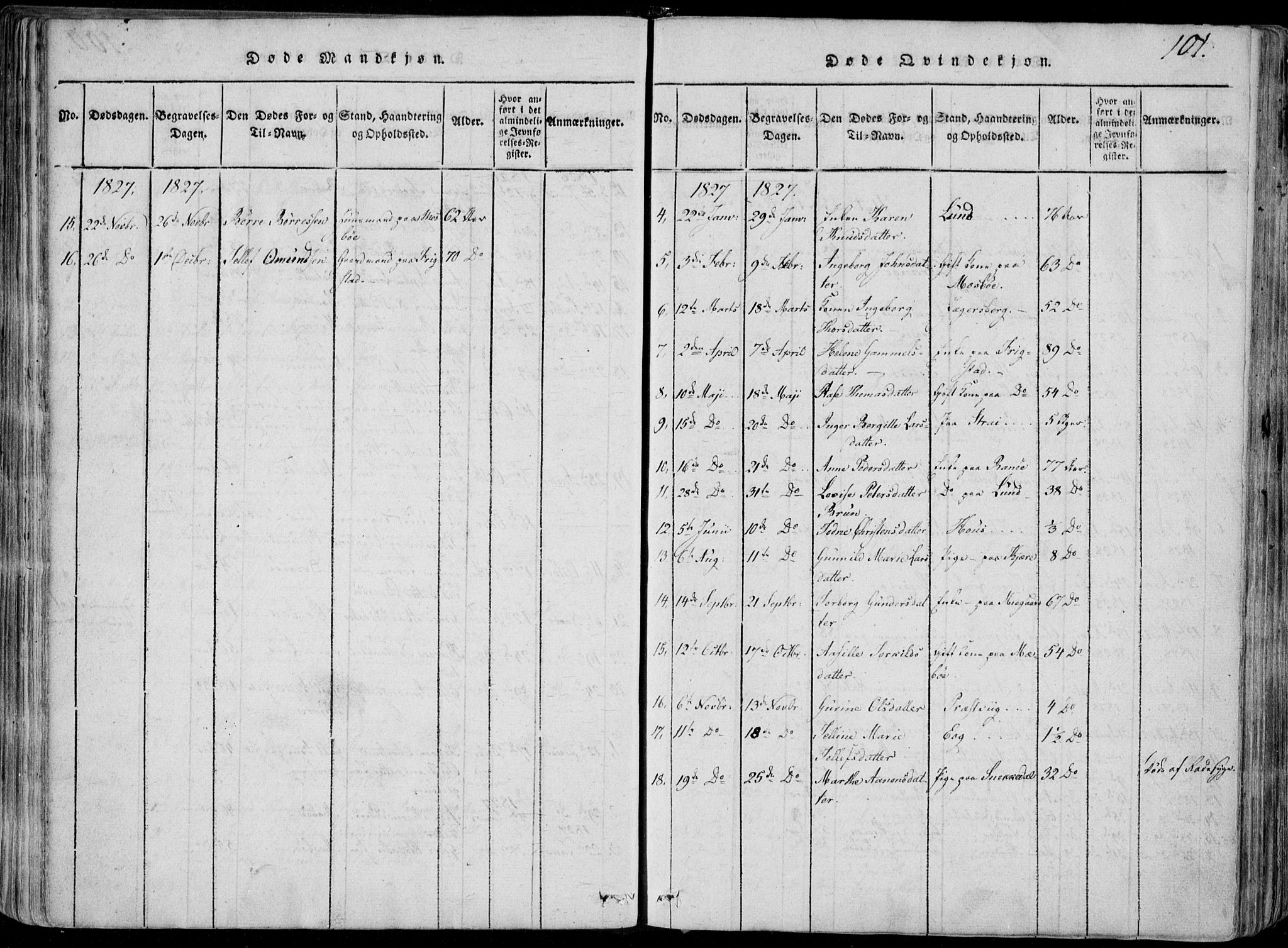 Oddernes sokneprestkontor, AV/SAK-1111-0033/F/Fa/Faa/L0005: Parish register (official) no. A 5, 1820-1838, p. 101