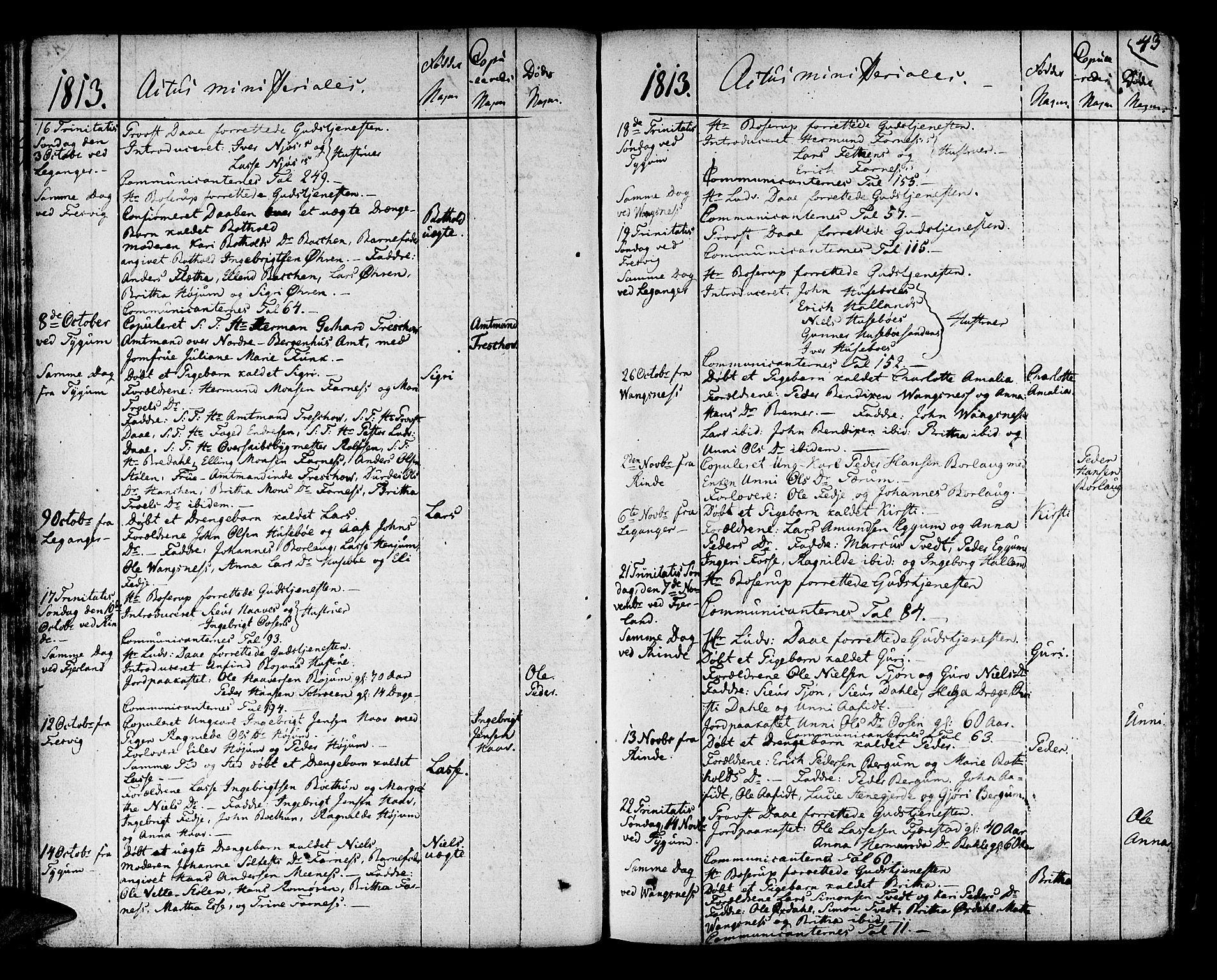 Leikanger sokneprestembete, SAB/A-81001: Parish register (official) no. A 6, 1810-1838, p. 43