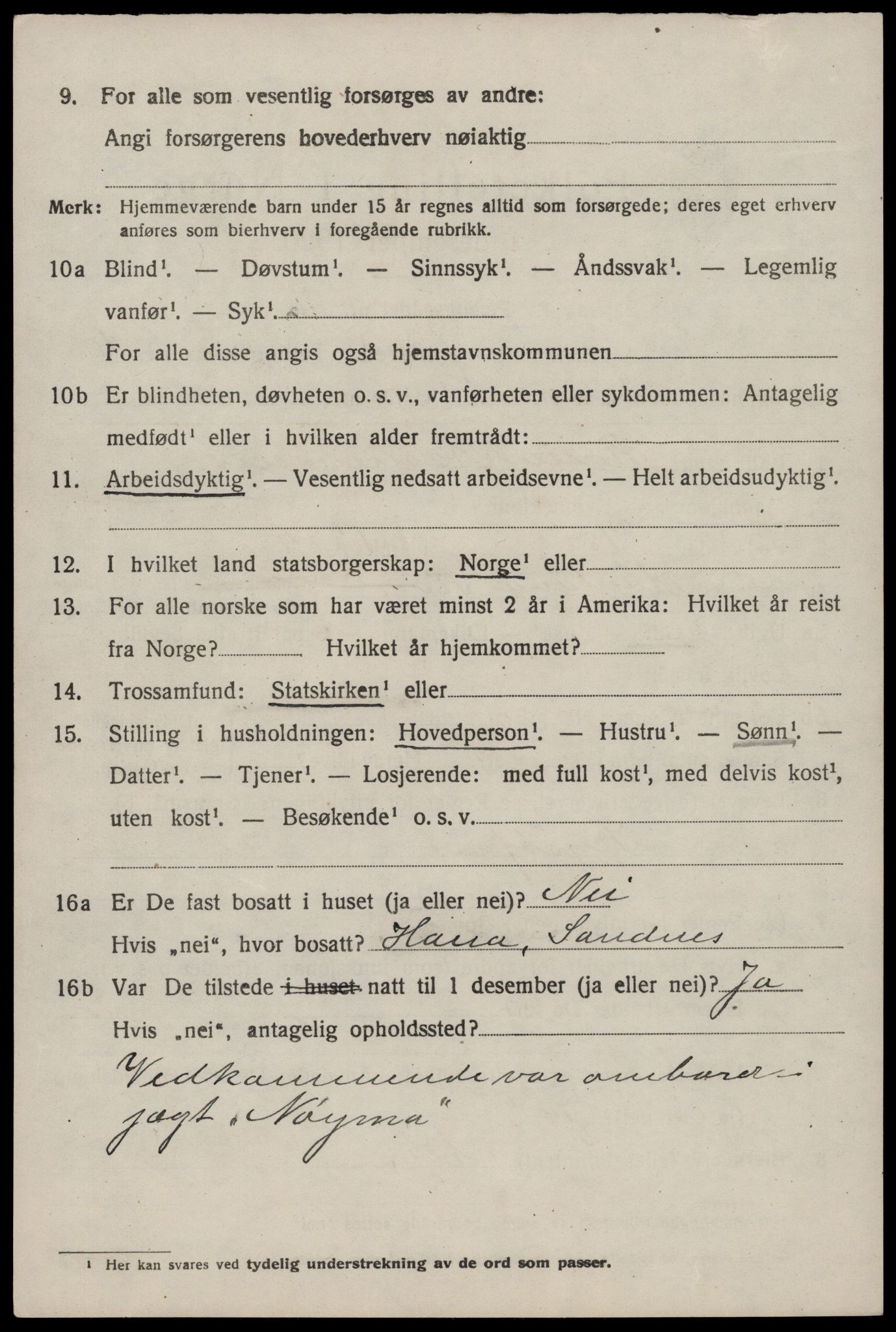 SAST, 1920 census for Sjernarøy, 1920, p. 1239