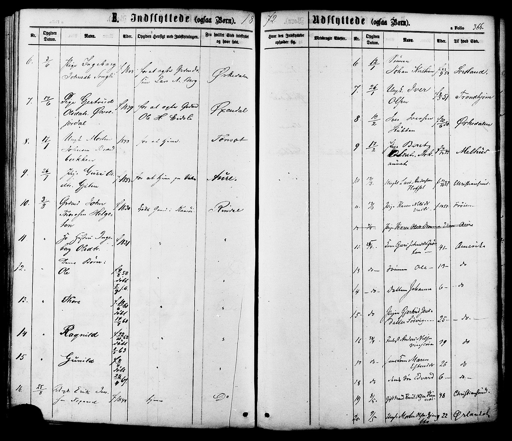 Ministerialprotokoller, klokkerbøker og fødselsregistre - Sør-Trøndelag, SAT/A-1456/630/L0495: Parish register (official) no. 630A08, 1868-1878, p. 366