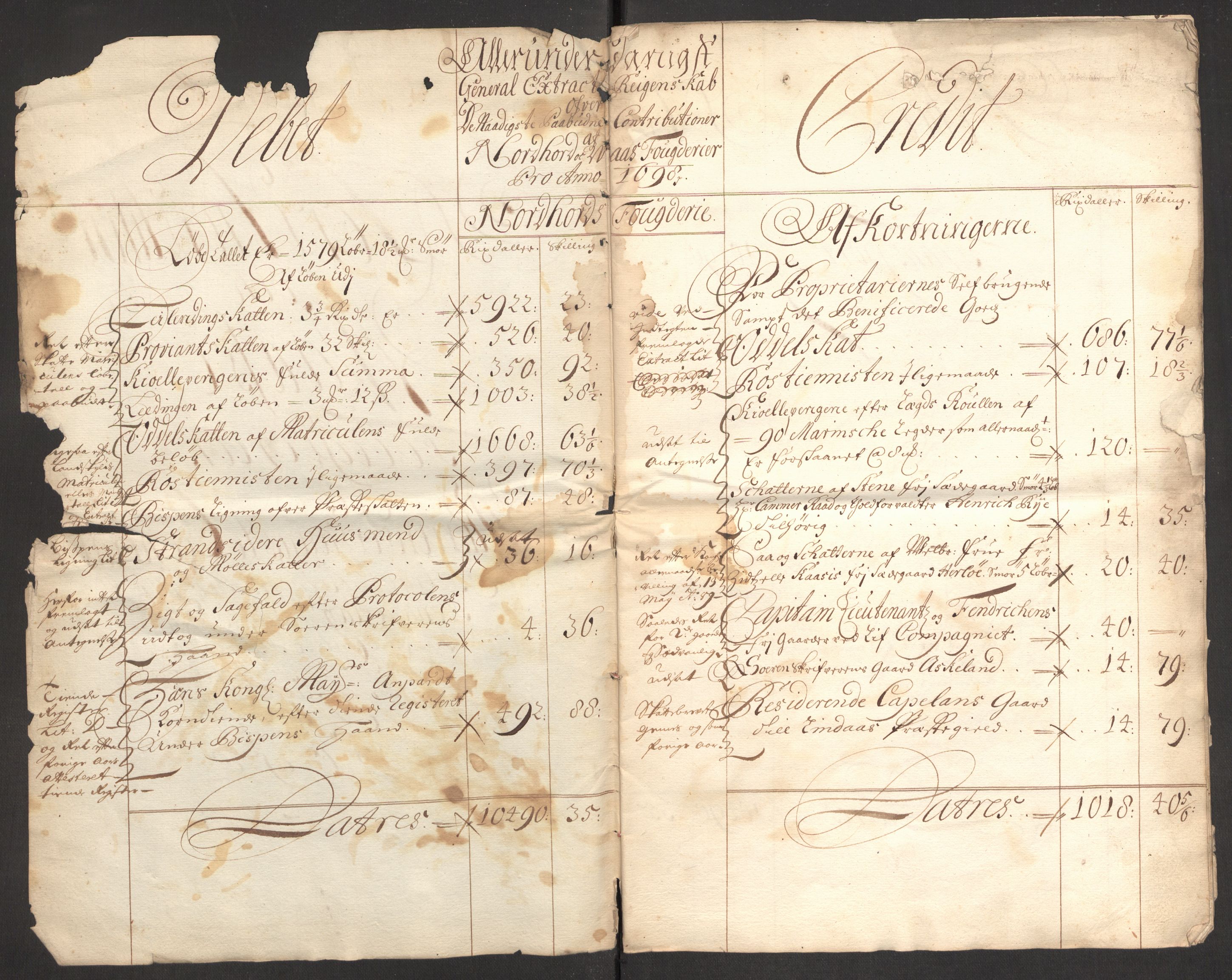 Rentekammeret inntil 1814, Reviderte regnskaper, Fogderegnskap, RA/EA-4092/R51/L3184: Fogderegnskap Nordhordland og Voss, 1698-1699, p. 4