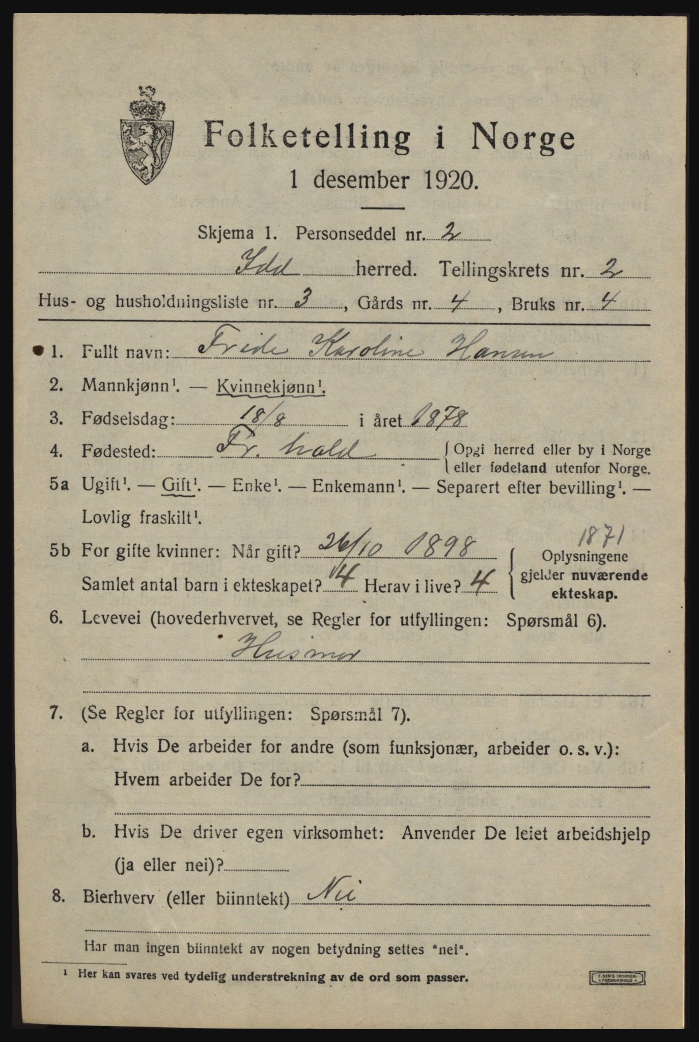 SAO, 1920 census for Idd, 1920, p. 2314