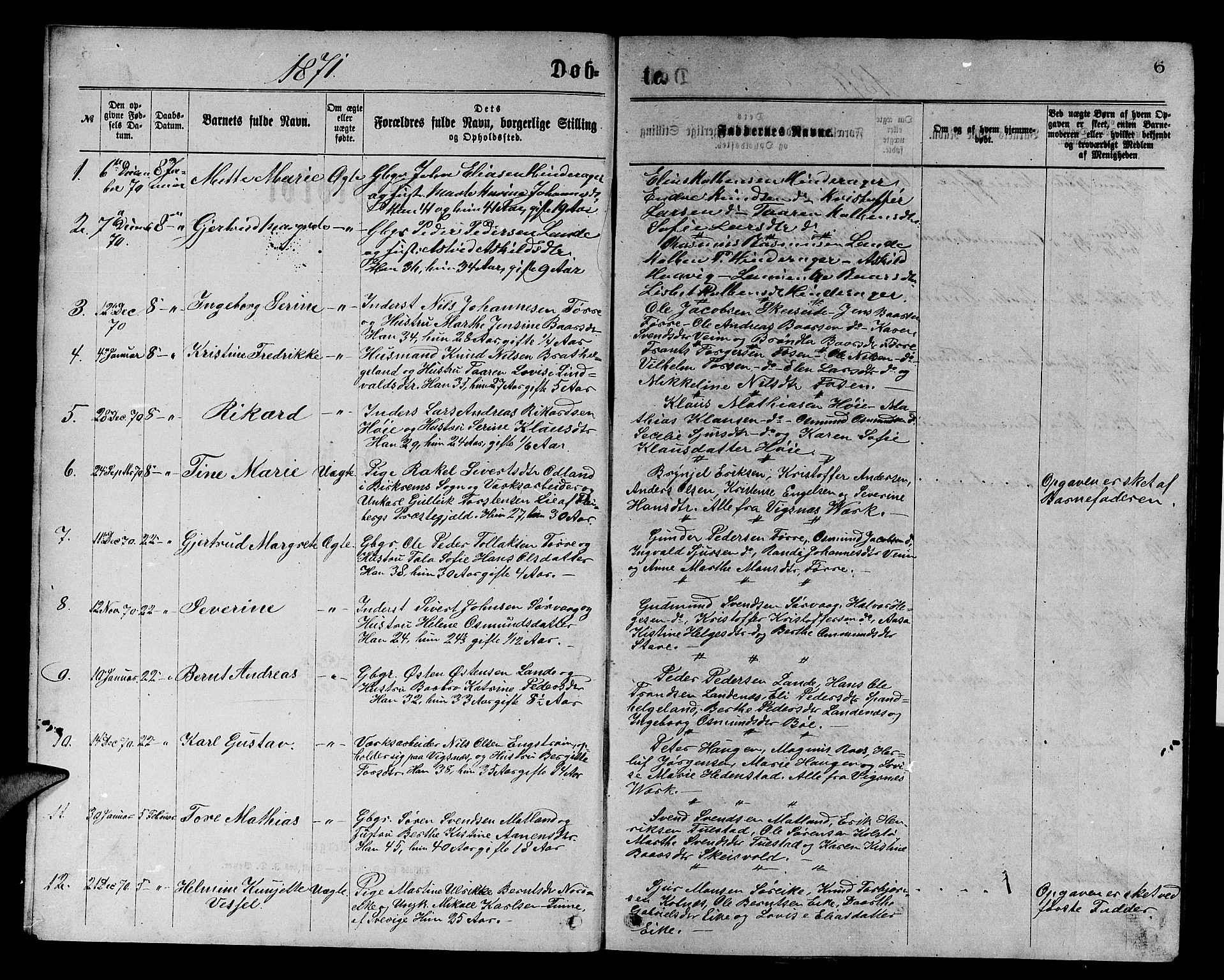 Avaldsnes sokneprestkontor, AV/SAST-A -101851/H/Ha/Hab/L0005: Parish register (copy) no. B 5, 1871-1885, p. 6