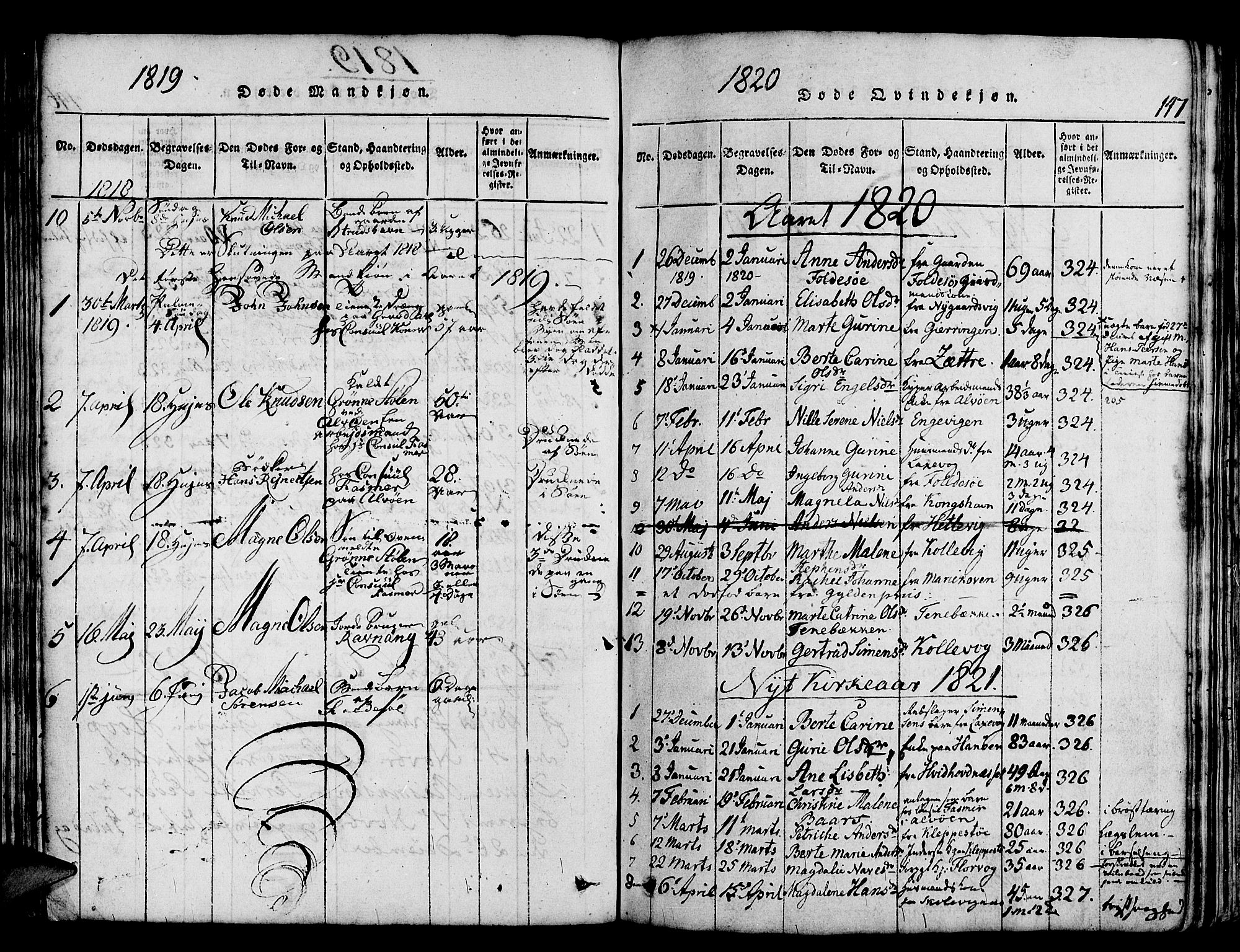 Askøy Sokneprestembete, SAB/A-74101/H/Ha/Haa/Haaa/L0003: Parish register (official) no. A 3, 1815-1825, p. 147