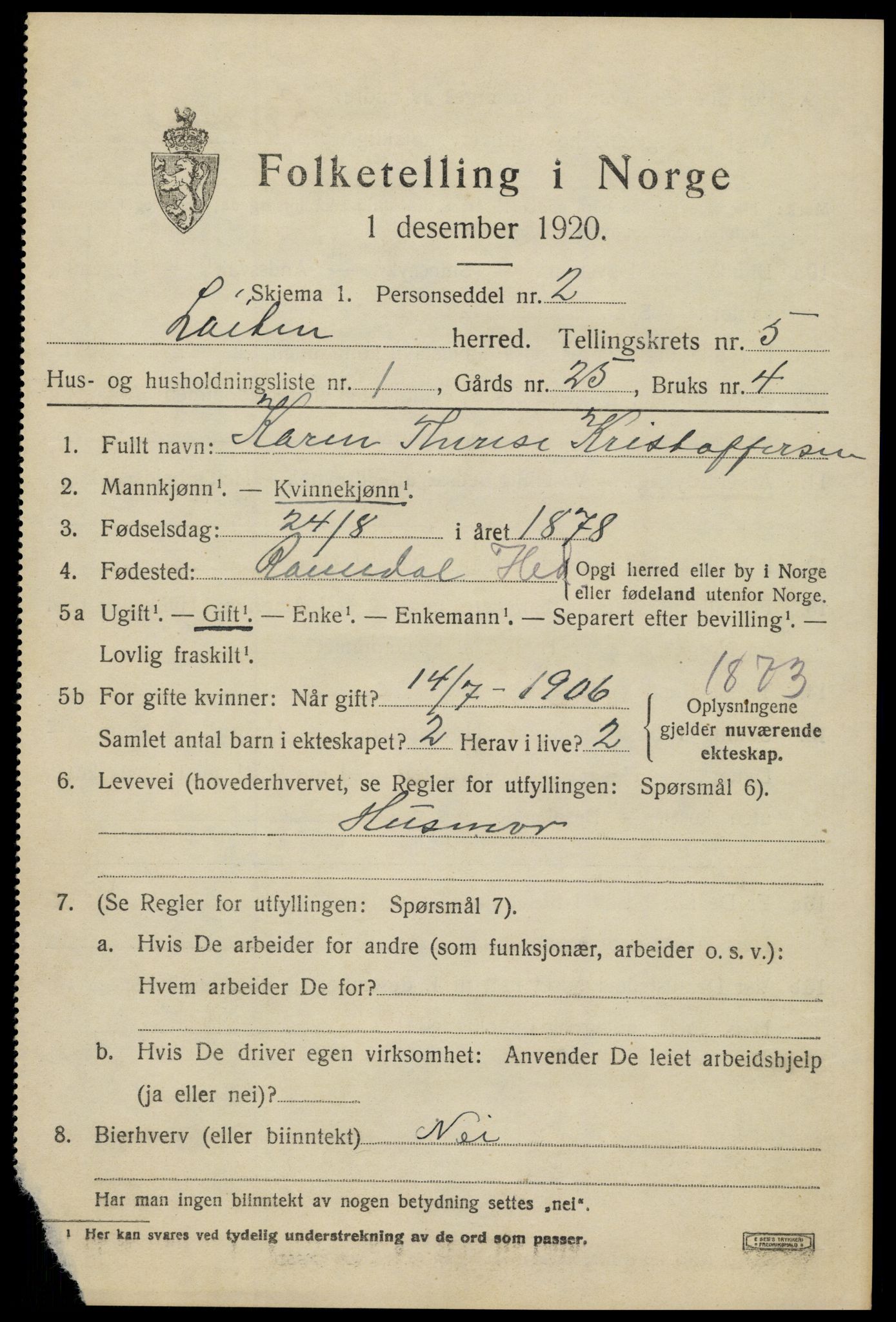 SAH, 1920 census for Løten, 1920, p. 9829