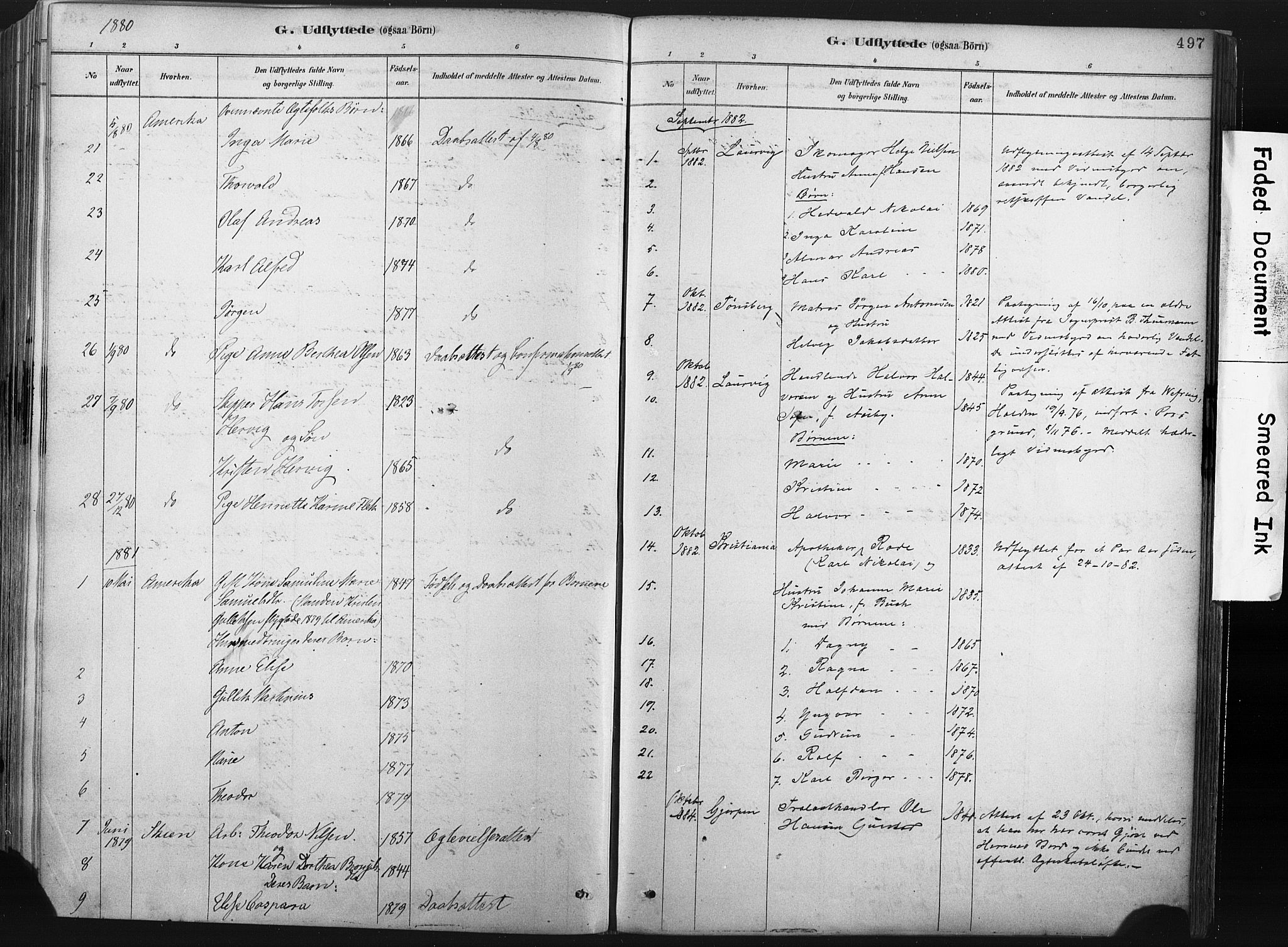Porsgrunn kirkebøker , SAKO/A-104/F/Fa/L0008: Parish register (official) no. 8, 1878-1895, p. 497