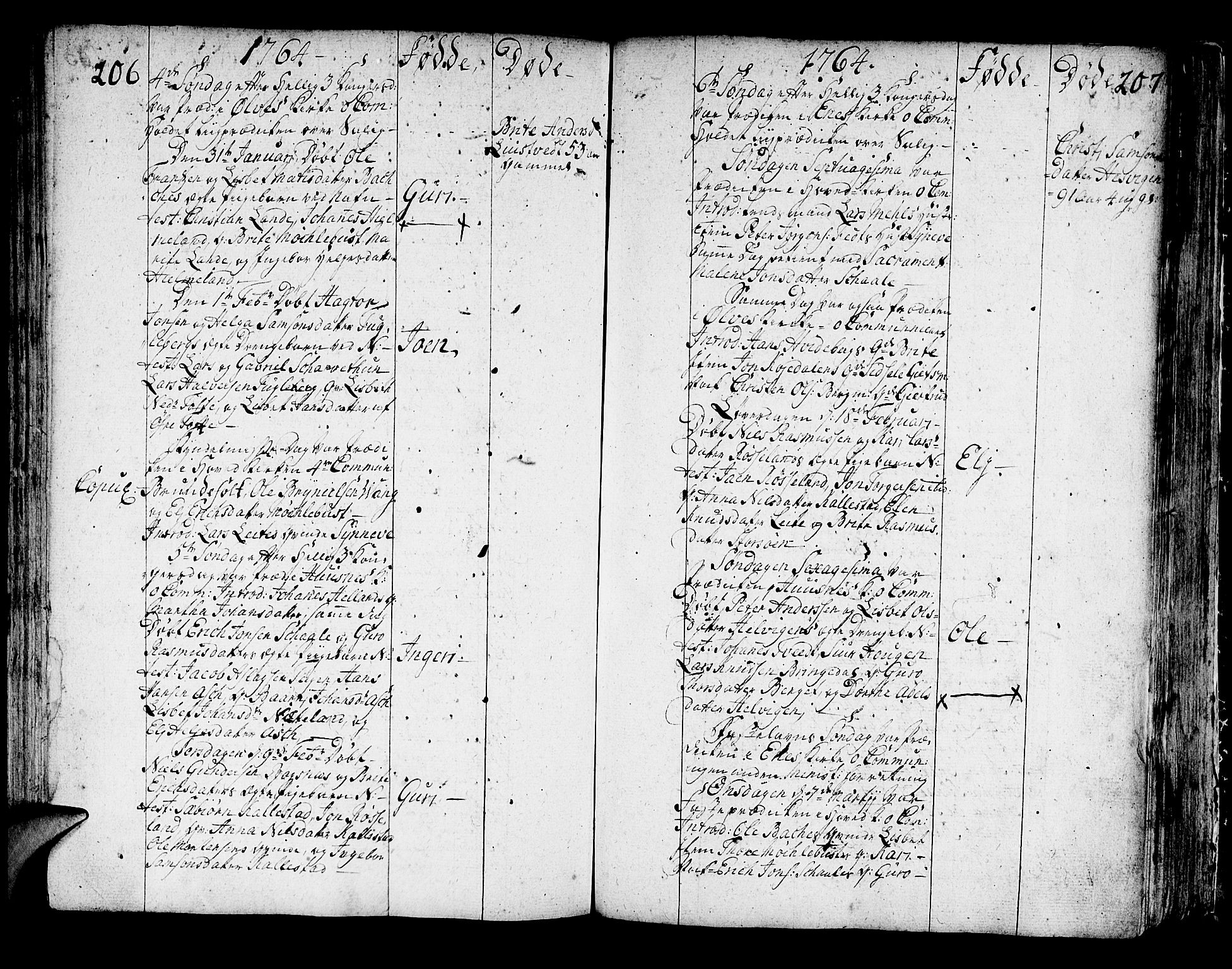 Kvinnherad sokneprestembete, AV/SAB-A-76401/H/Haa: Parish register (official) no. A 3, 1754-1777, p. 206-207