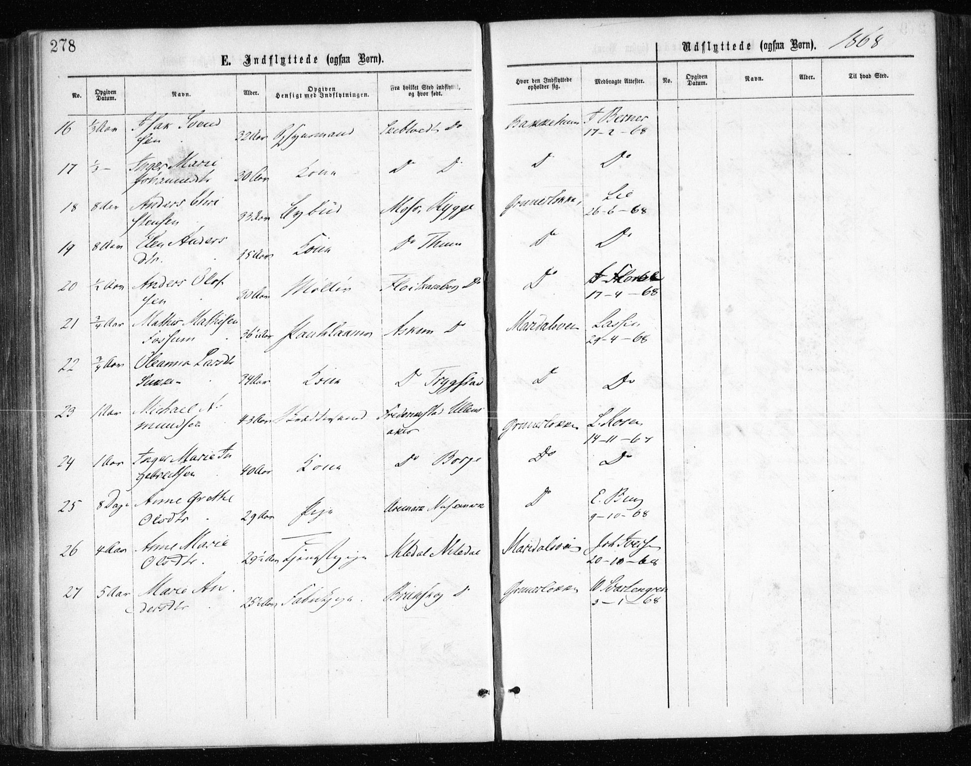 Gamle Aker prestekontor Kirkebøker, AV/SAO-A-10617a/F/L0003: Parish register (official) no. 3, 1865-1873, p. 278