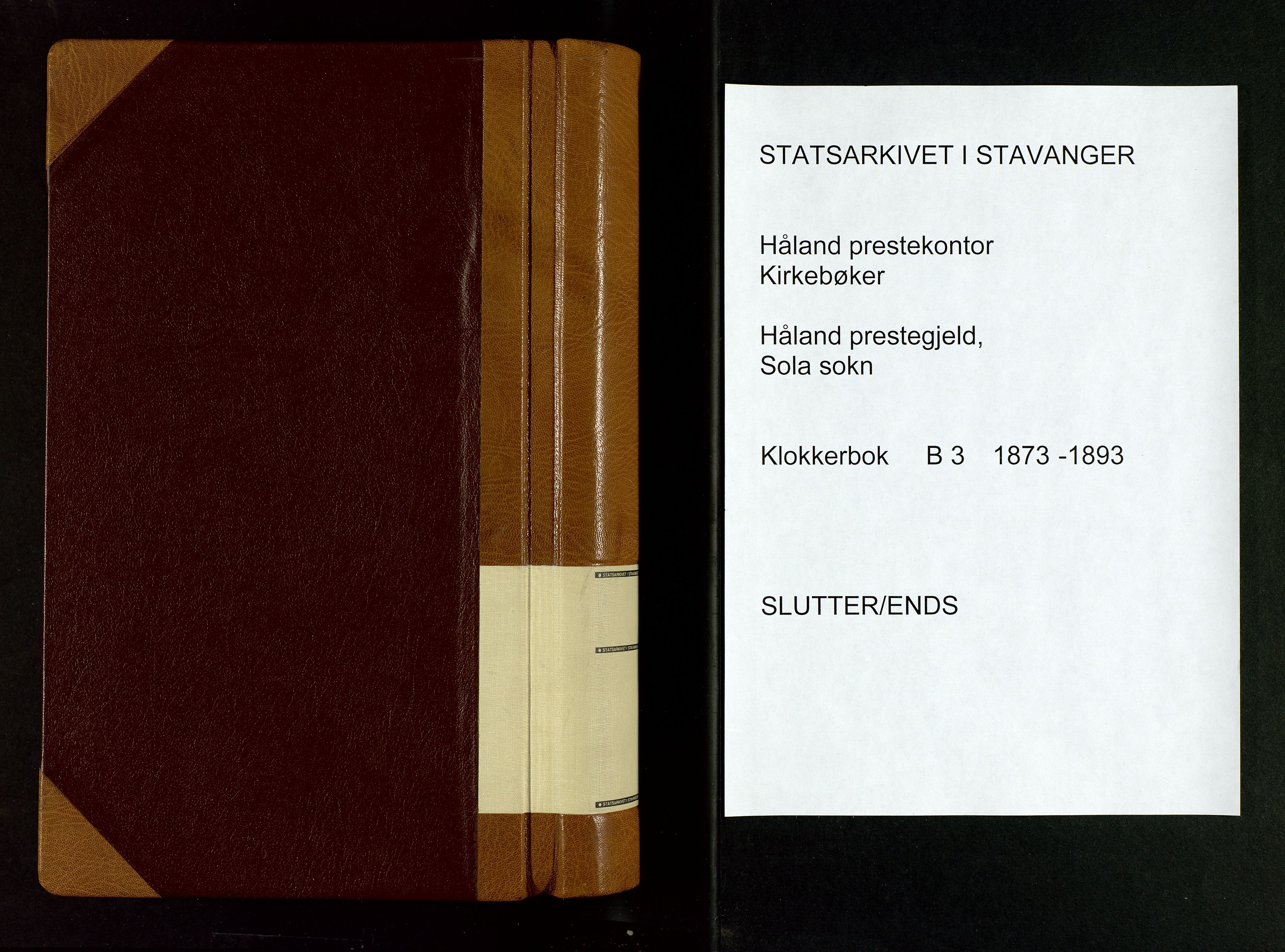 Håland sokneprestkontor, AV/SAST-A-101802/001/30BB/L0003: Parish register (copy) no. B 3, 1873-1893