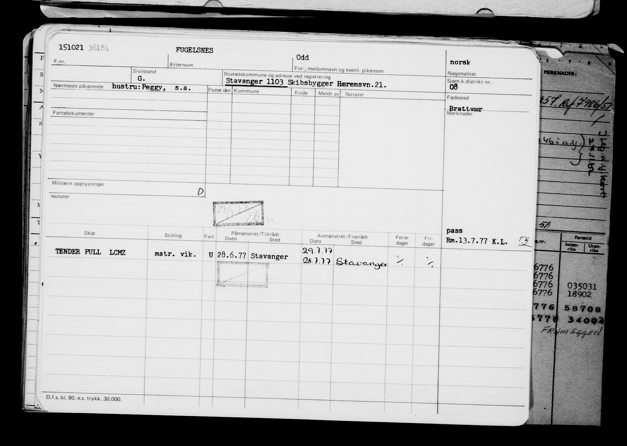 Direktoratet for sjømenn, AV/RA-S-3545/G/Gb/L0199: Hovedkort, 1921, p. 11