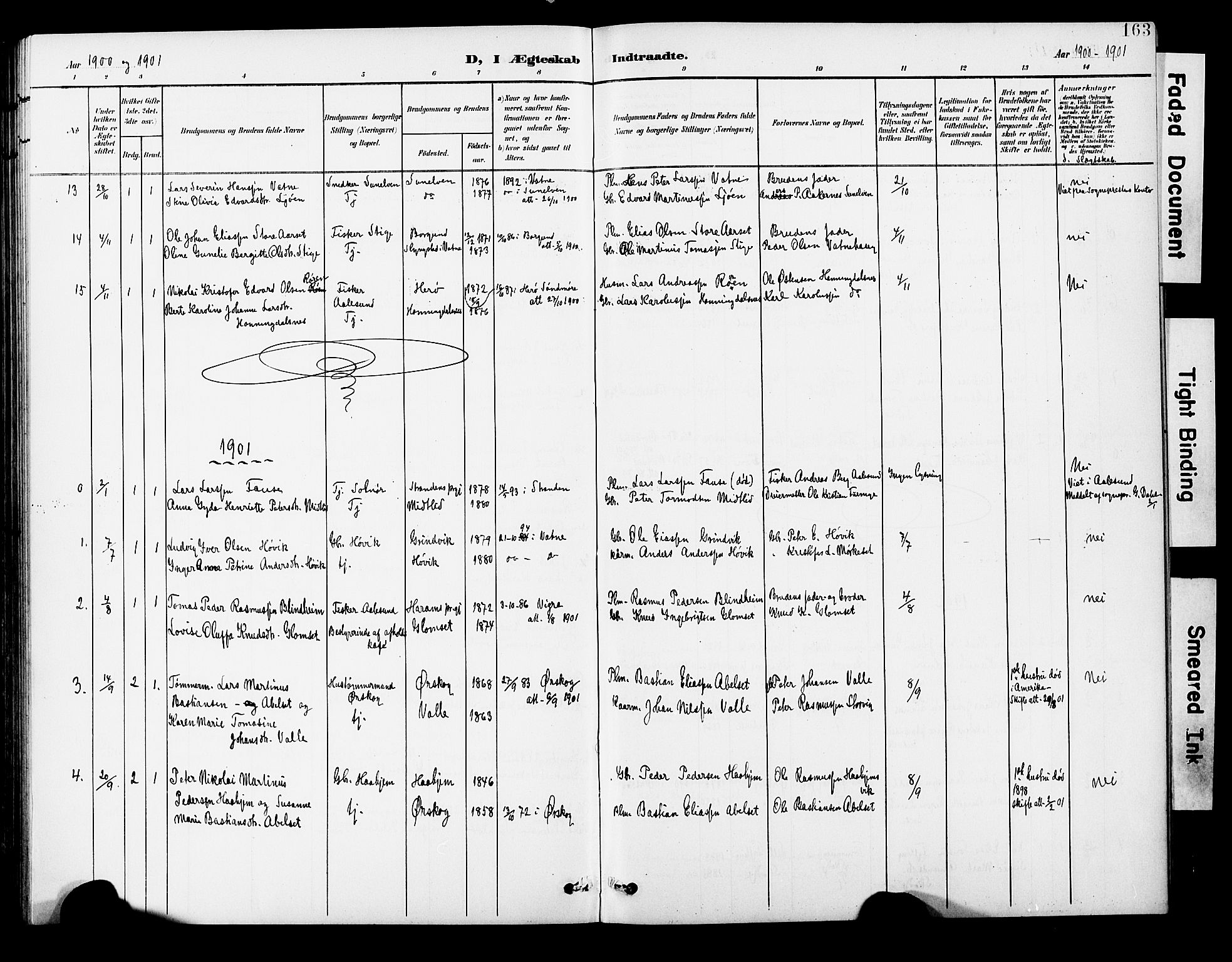 Ministerialprotokoller, klokkerbøker og fødselsregistre - Møre og Romsdal, AV/SAT-A-1454/524/L0366: Parish register (copy) no. 524C07, 1900-1931, p. 163