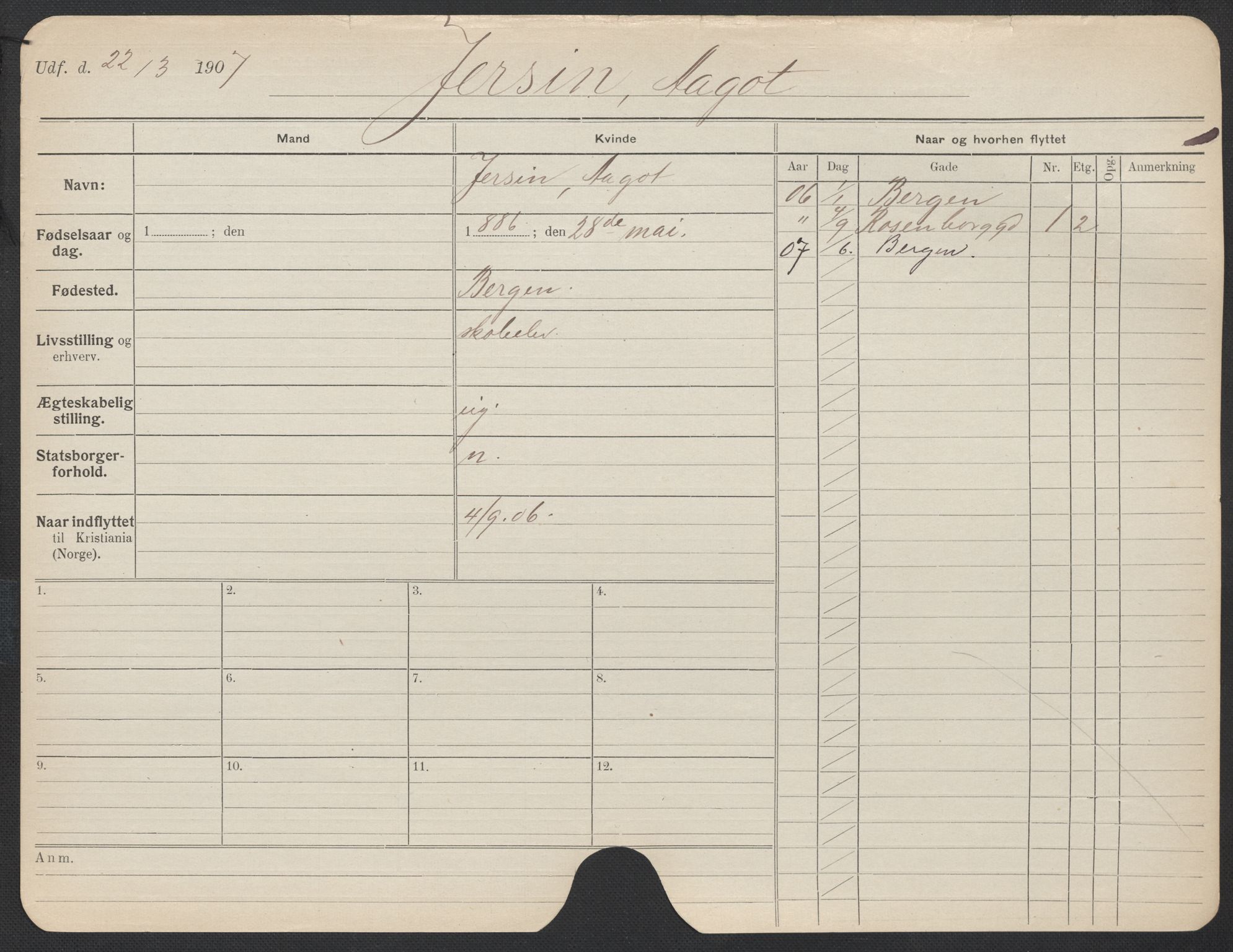 Oslo folkeregister, Registerkort, AV/SAO-A-11715/F/Fa/Fac/L0017: Kvinner, 1906-1914, p. 553a