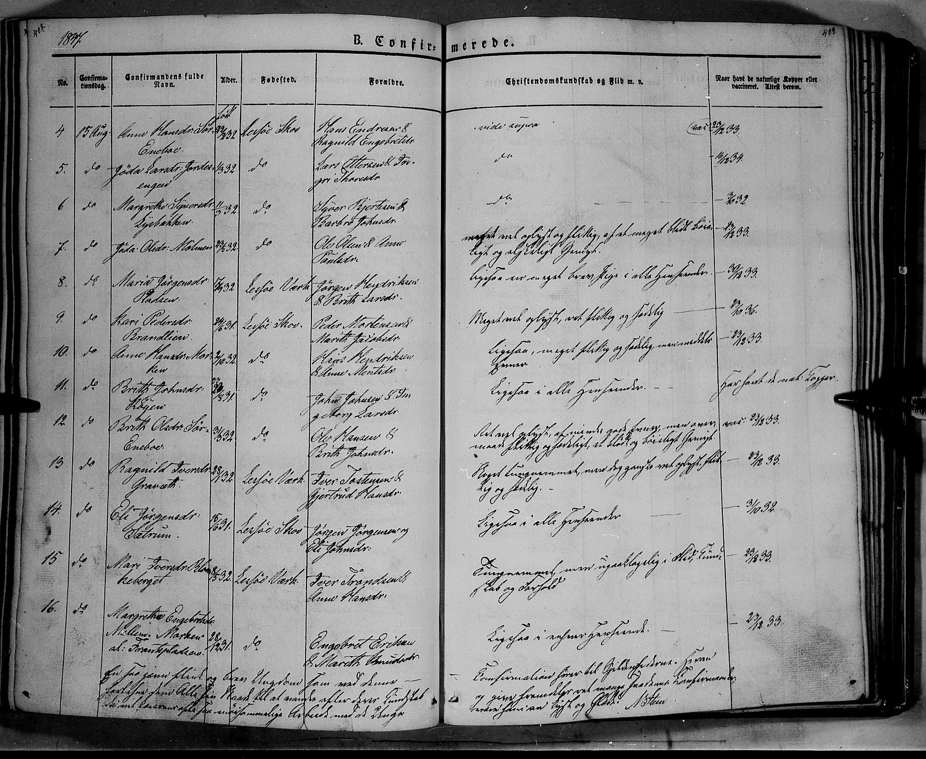 Lesja prestekontor, SAH/PREST-068/H/Ha/Haa/L0006: Parish register (official) no. 6A, 1843-1854, p. 408-409