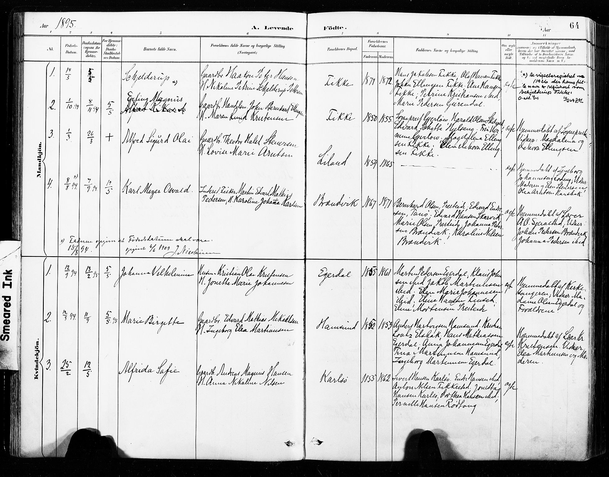 Ministerialprotokoller, klokkerbøker og fødselsregistre - Nordland, SAT/A-1459/859/L0847: Parish register (official) no. 859A07, 1890-1899, p. 64