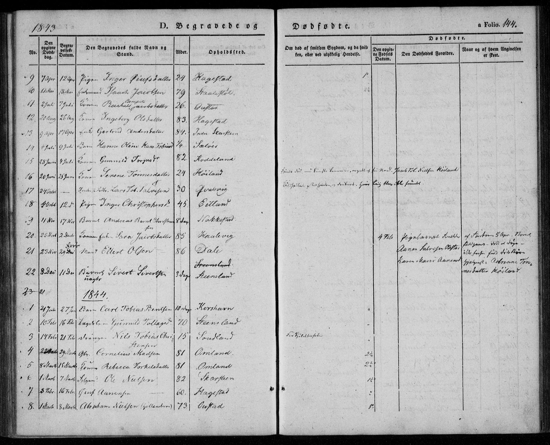 Lyngdal sokneprestkontor, SAK/1111-0029/F/Fa/Faa/L0001: Parish register (official) no. A 1, 1837-1857, p. 144