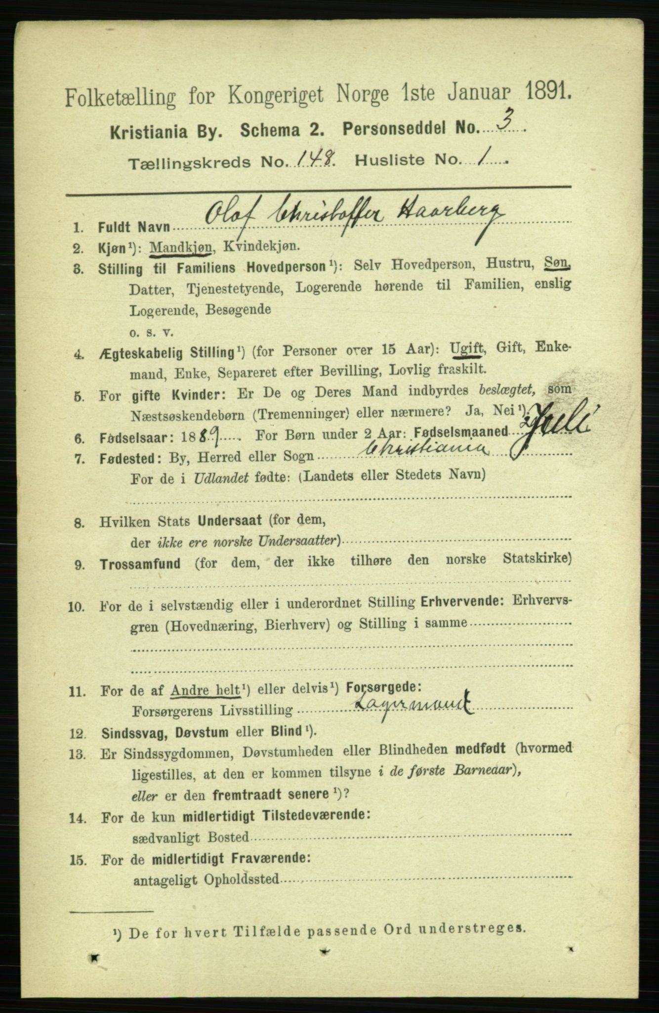 RA, 1891 census for 0301 Kristiania, 1891, p. 82381