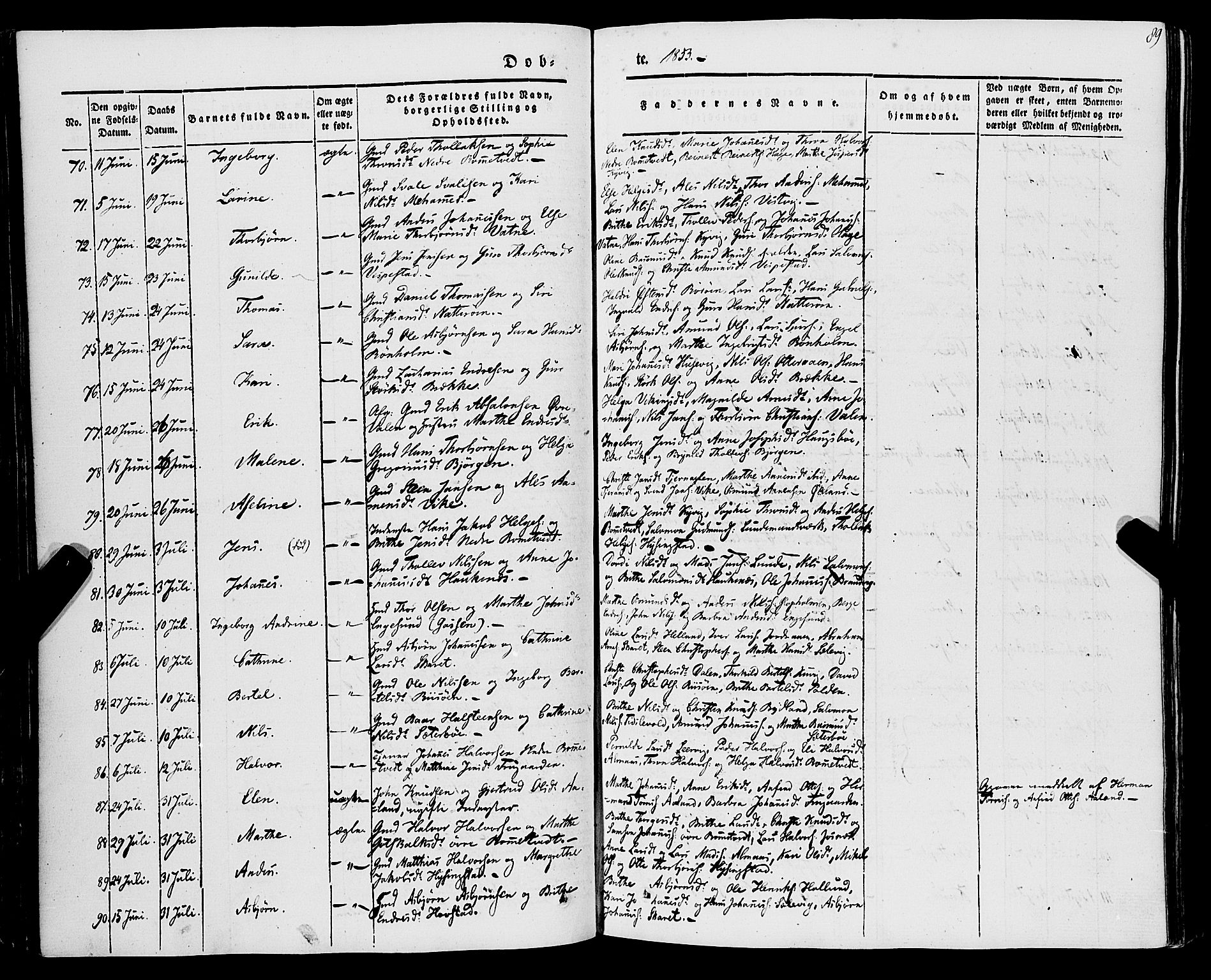 Stord sokneprestembete, SAB/A-78201/H/Haa: Parish register (official) no. A 7, 1841-1861, p. 89