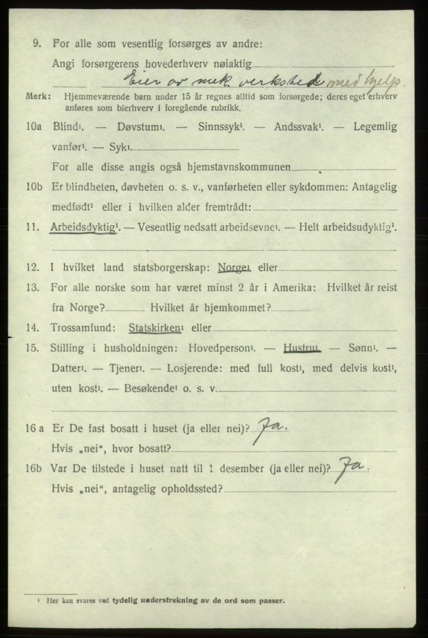 SAB, 1920 census for Stord, 1920, p. 7000