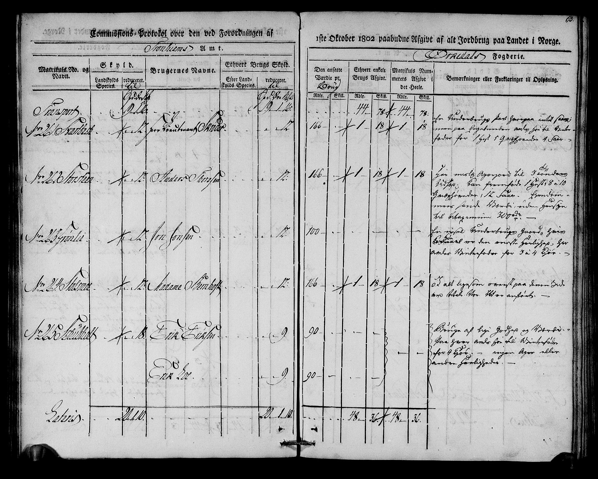 Rentekammeret inntil 1814, Realistisk ordnet avdeling, AV/RA-EA-4070/N/Ne/Nea/L0135: Orkdal og Gauldal fogderi. Kommisjonsprotokoll for Orkdalen, 1803, p. 63