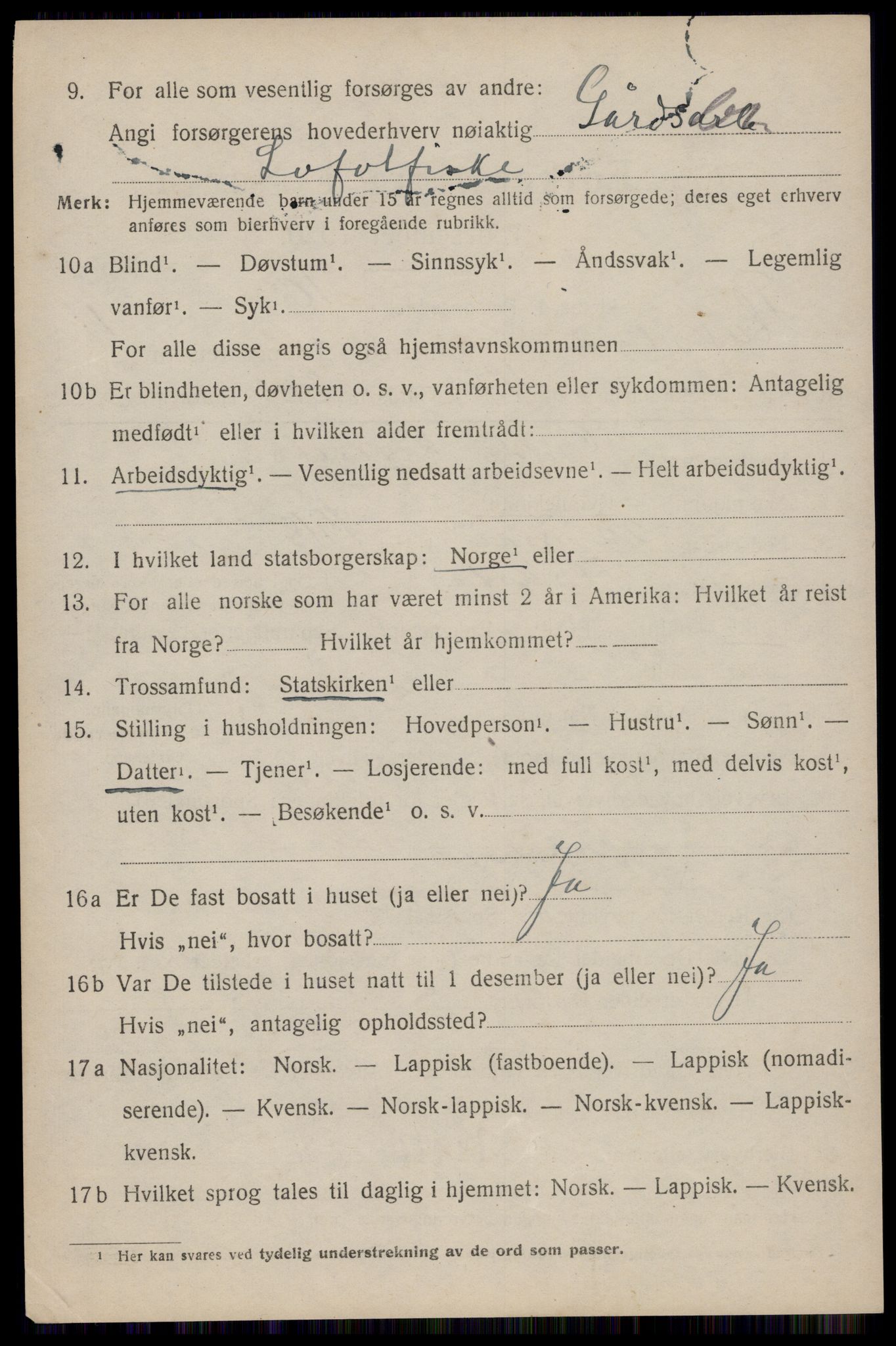 SAT, 1920 census for Flakstad, 1920, p. 3480