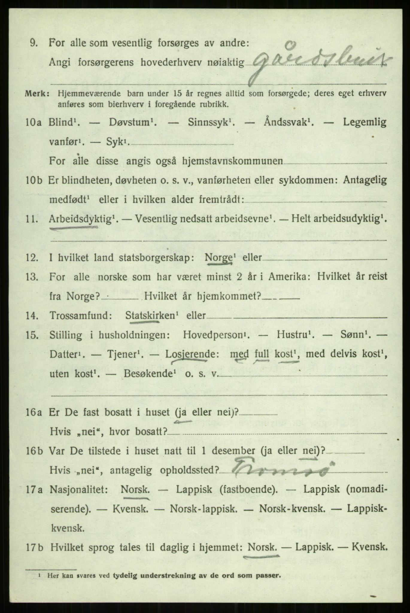 SATØ, 1920 census for Balsfjord, 1920, p. 4487