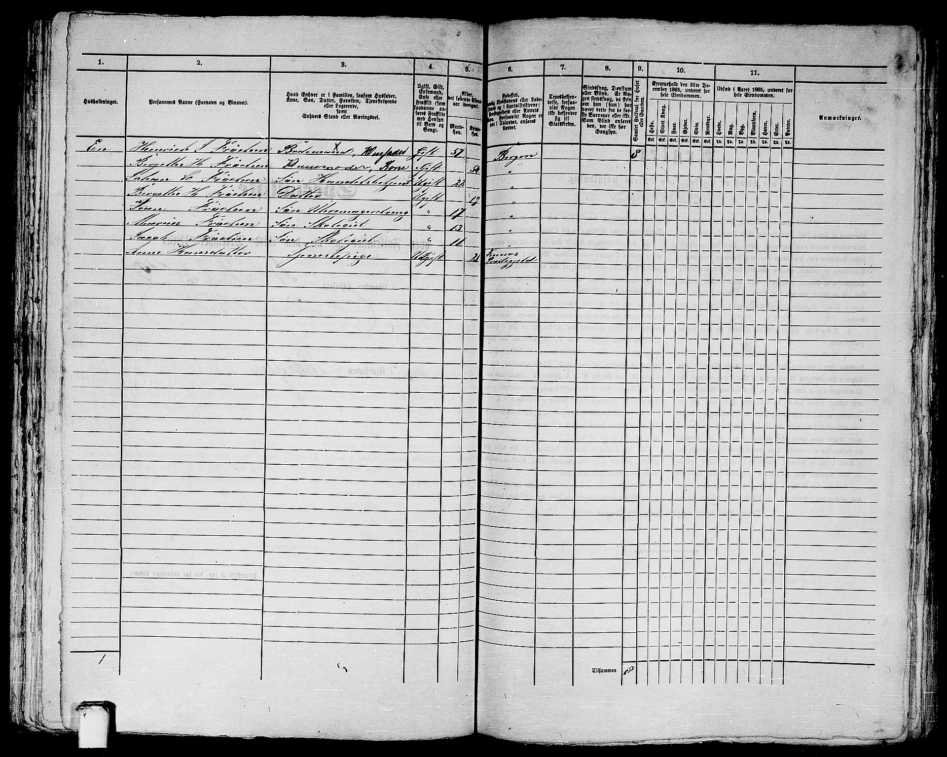 RA, 1865 census for Bergen, 1865, p. 758