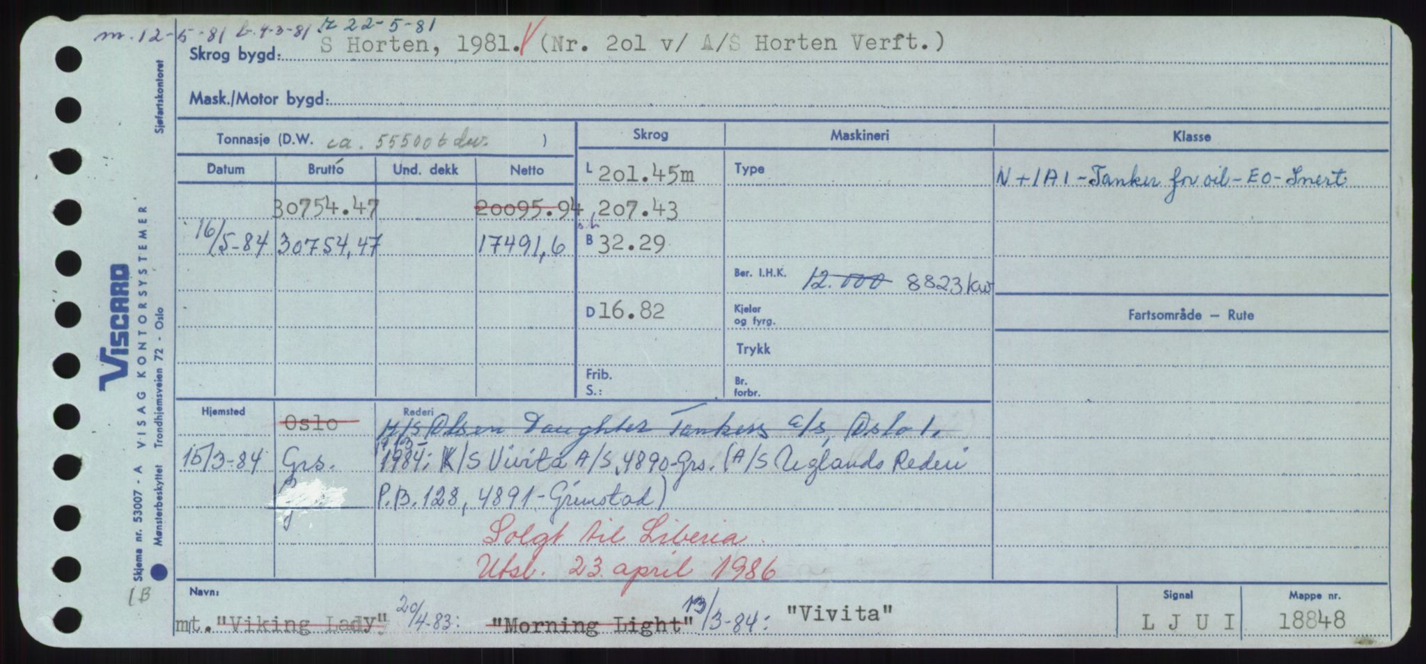 Sjøfartsdirektoratet med forløpere, Skipsmålingen, RA/S-1627/H/Hd/L0042: Fartøy, Vi-We, p. 95