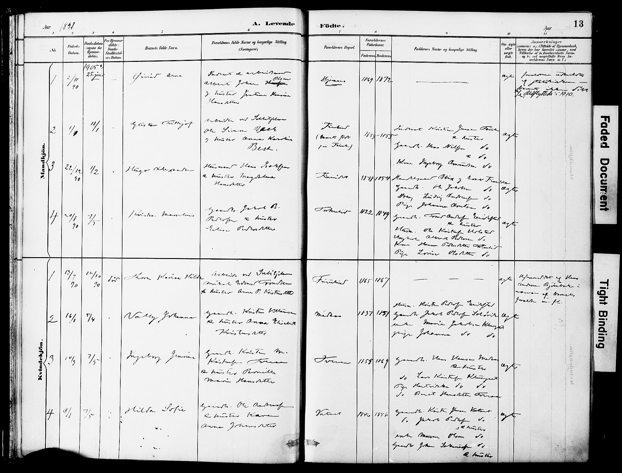 Ministerialprotokoller, klokkerbøker og fødselsregistre - Nordland, AV/SAT-A-1459/849/L0690: Parish register (official) no. 849A02, 1890-1897, p. 13