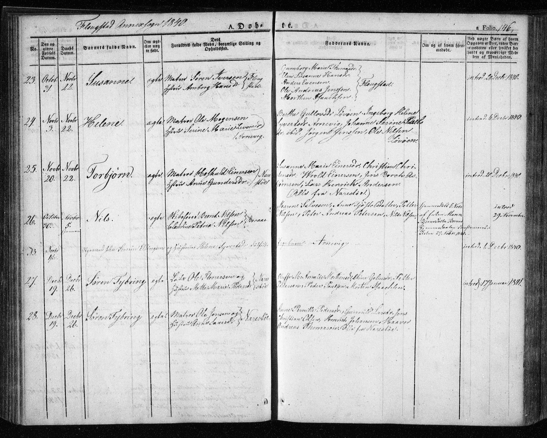 Dypvåg sokneprestkontor, SAK/1111-0007/F/Fa/Faa/L0004: Parish register (official) no. A 4, 1824-1840, p. 146