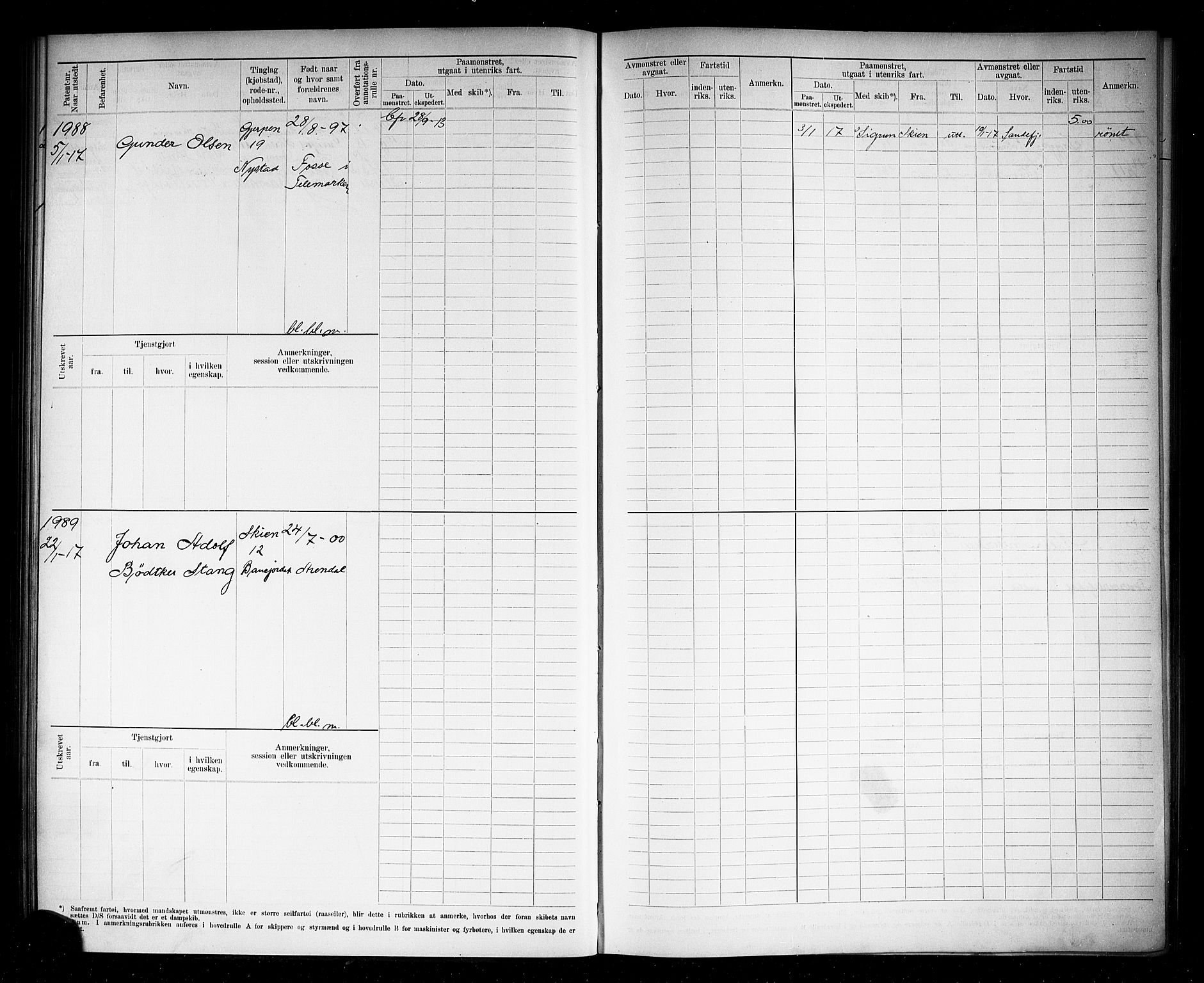 Skien innrulleringskontor, AV/SAKO-A-832/F/Fb/L0007: Hovedrulle, 1913-1927, p. 101