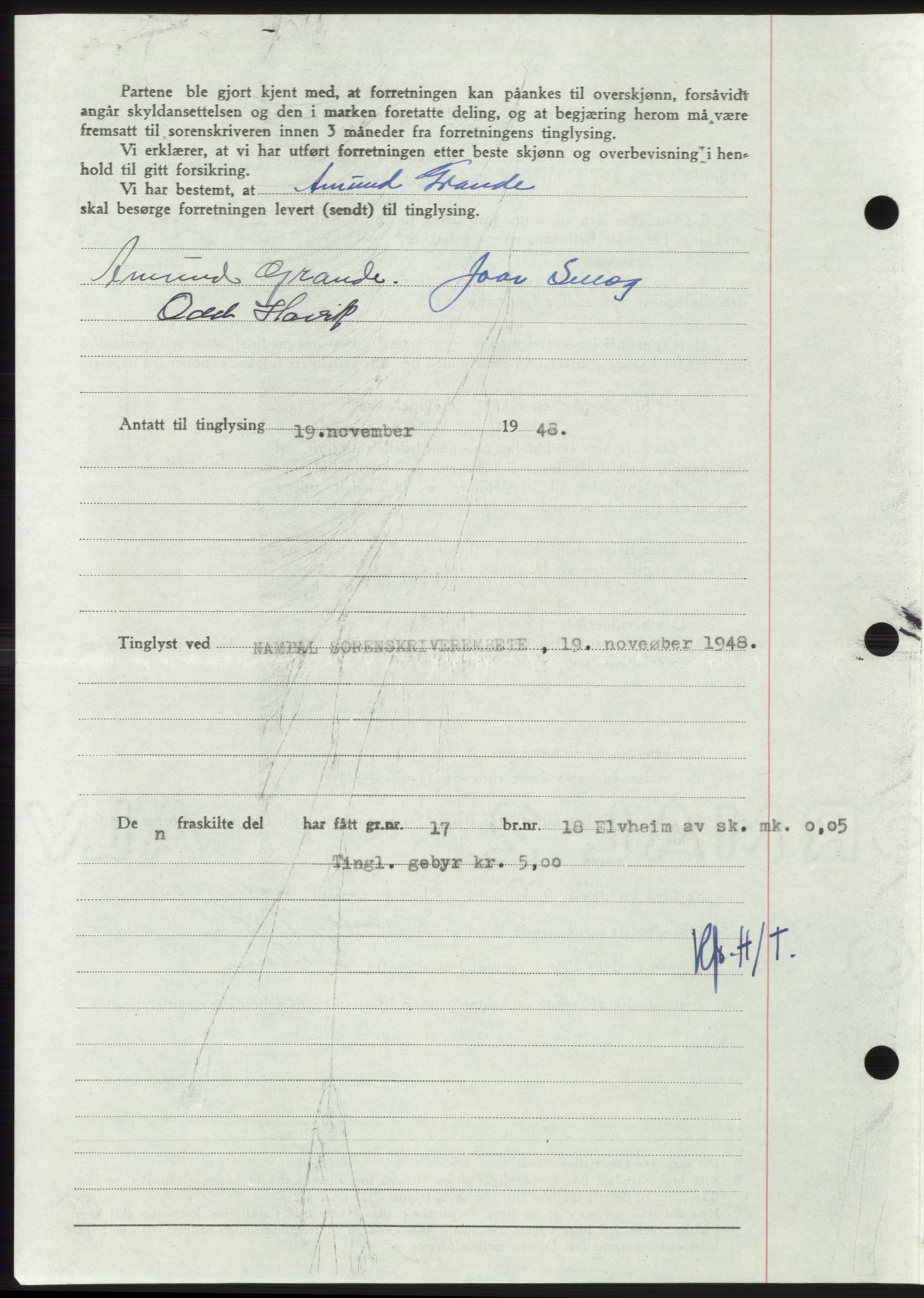 Namdal sorenskriveri, AV/SAT-A-4133/1/2/2C: Mortgage book no. -, 1948-1948, Diary no: : 2555/1948