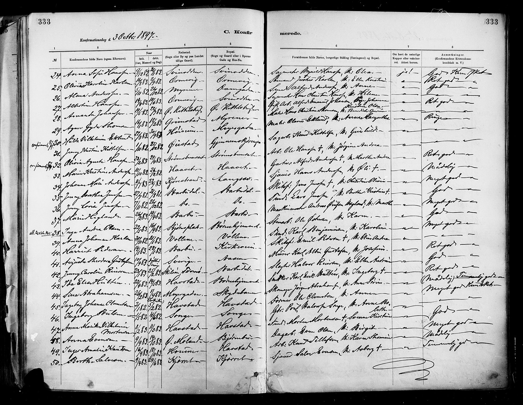 Barbu sokneprestkontor, AV/SAK-1111-0003/F/Fa/L0002: Parish register (official) no. A 2, 1883-1898, p. 333