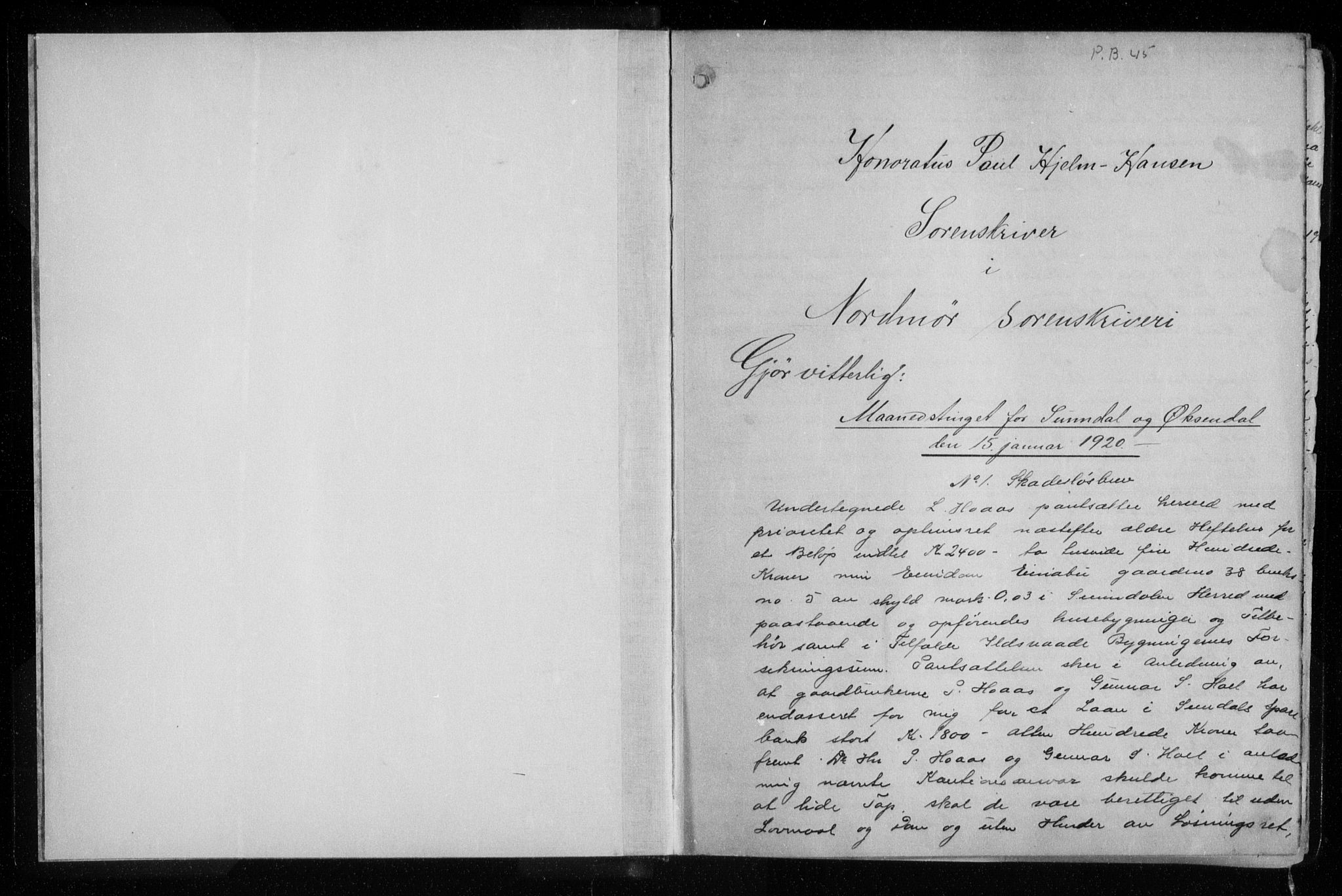 Nordmøre sorenskriveri, SAT/A-4132/1/2/2Ca/L0055: Mortgage book no. 45, 1920-1921