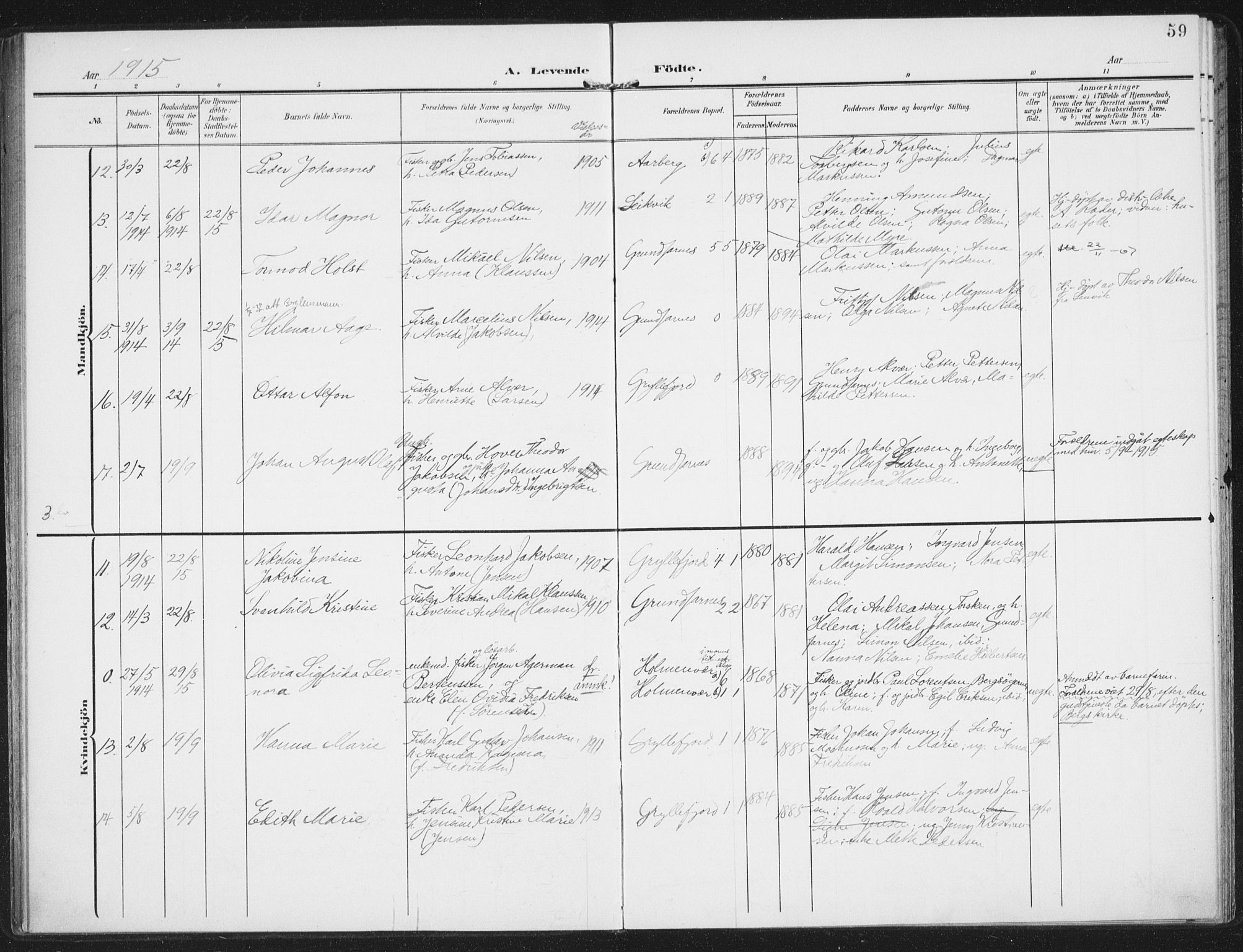 Berg sokneprestkontor, AV/SATØ-S-1318/G/Ga/Gaa/L0008kirke: Parish register (official) no. 8, 1904-1916, p. 59