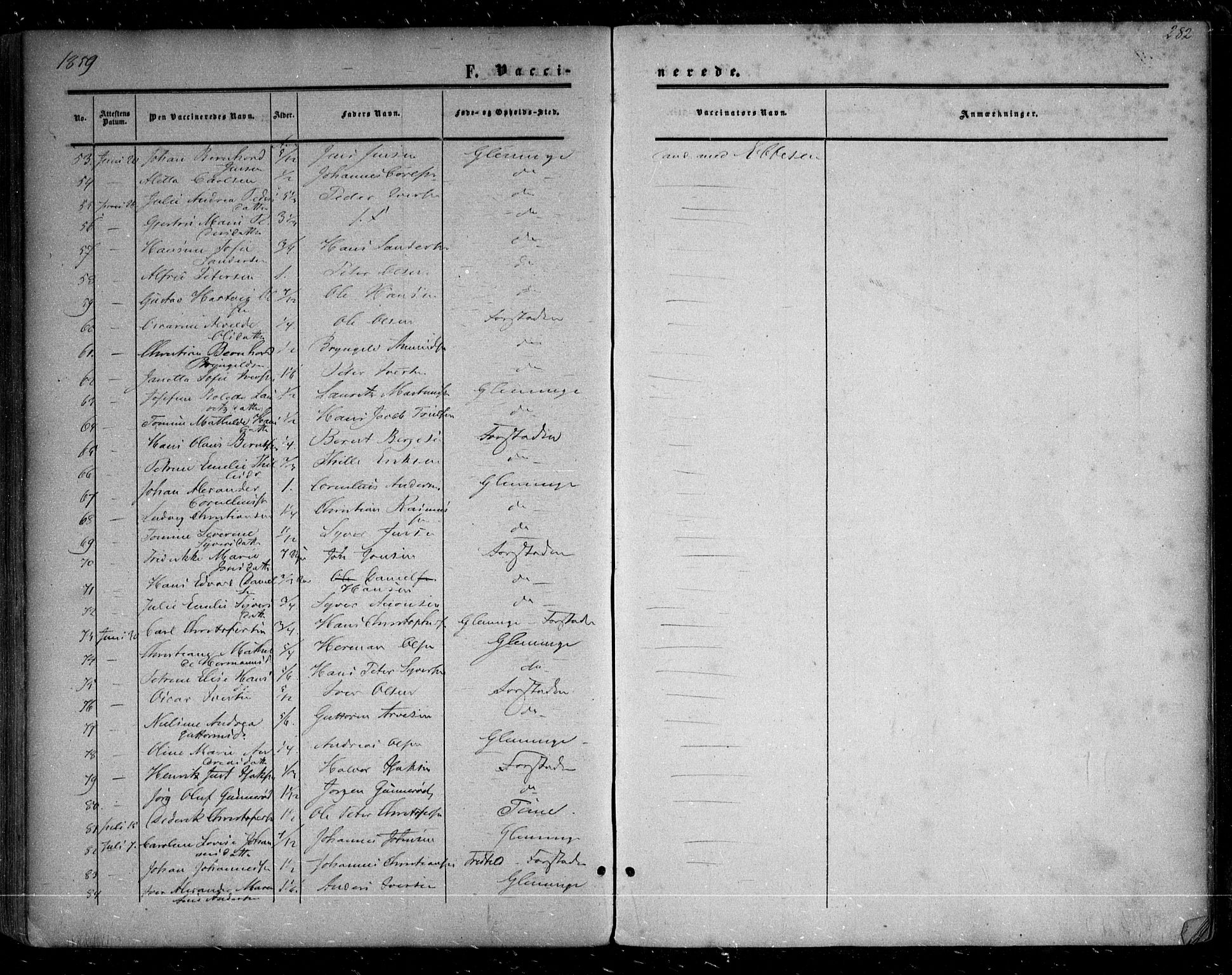 Glemmen prestekontor Kirkebøker, AV/SAO-A-10908/F/Fa/L0007: Parish register (official) no. 7, 1853-1862, p. 282