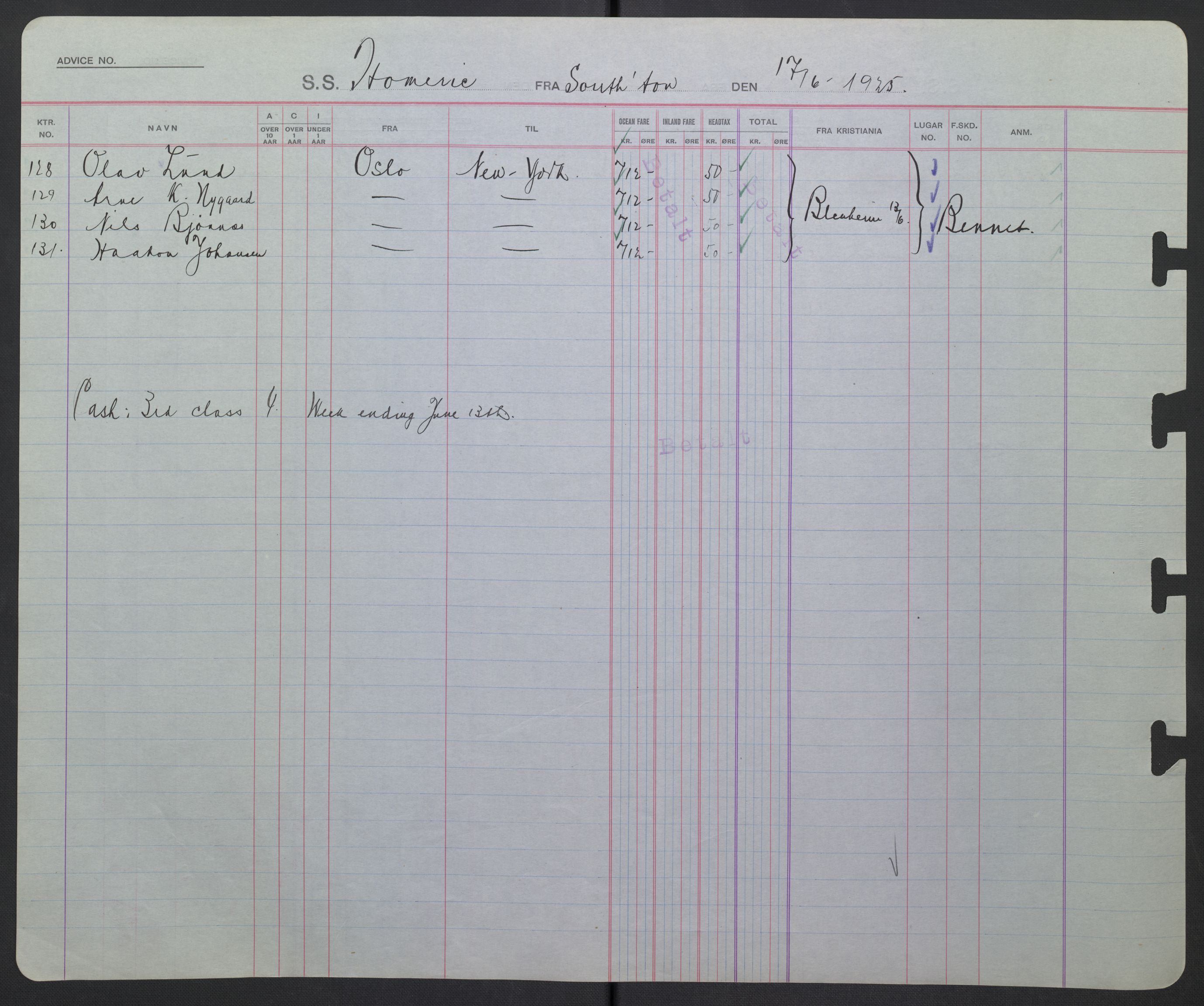 White Star-linjen, AV/SAO-PAO-0201/D/Db/L0002: Passasjerlister, 1924-1927, p. 135