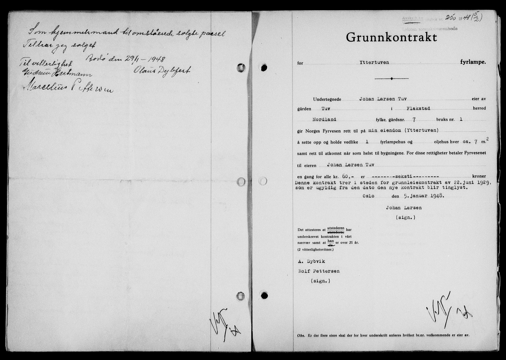 Lofoten sorenskriveri, SAT/A-0017/1/2/2C/L0017a: Mortgage book no. 17a, 1947-1948, Diary no: : 250/1948